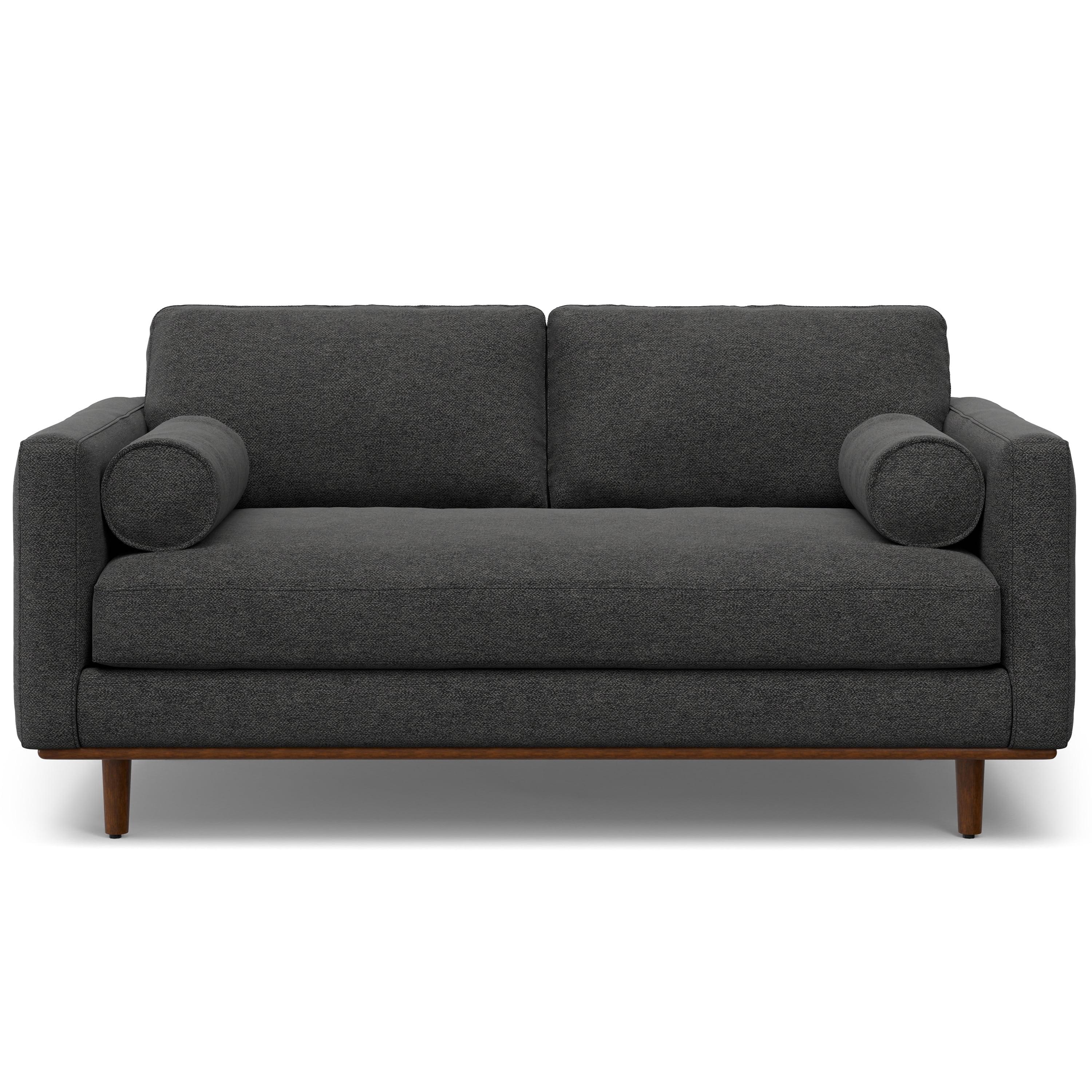 Simpli Home Morrison Mid-Century Modern Couch for Living Room, Eco-Friendly Woven-Blend Fabric with Removable Cushions