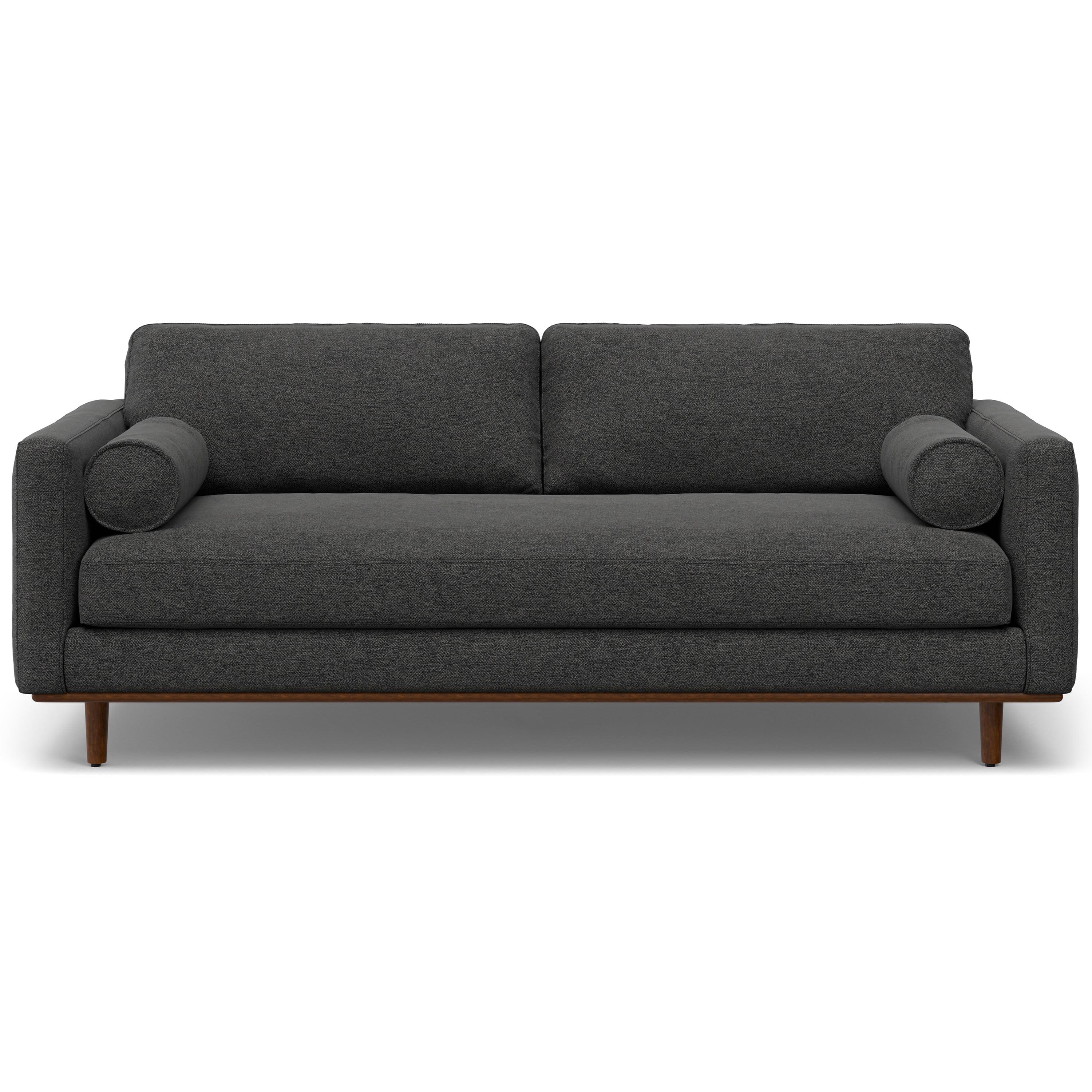 Simpli Home Morrison Mid-Century Modern Couch for Living Room, Eco-Friendly Woven-Blend Fabric with Removable Cushions