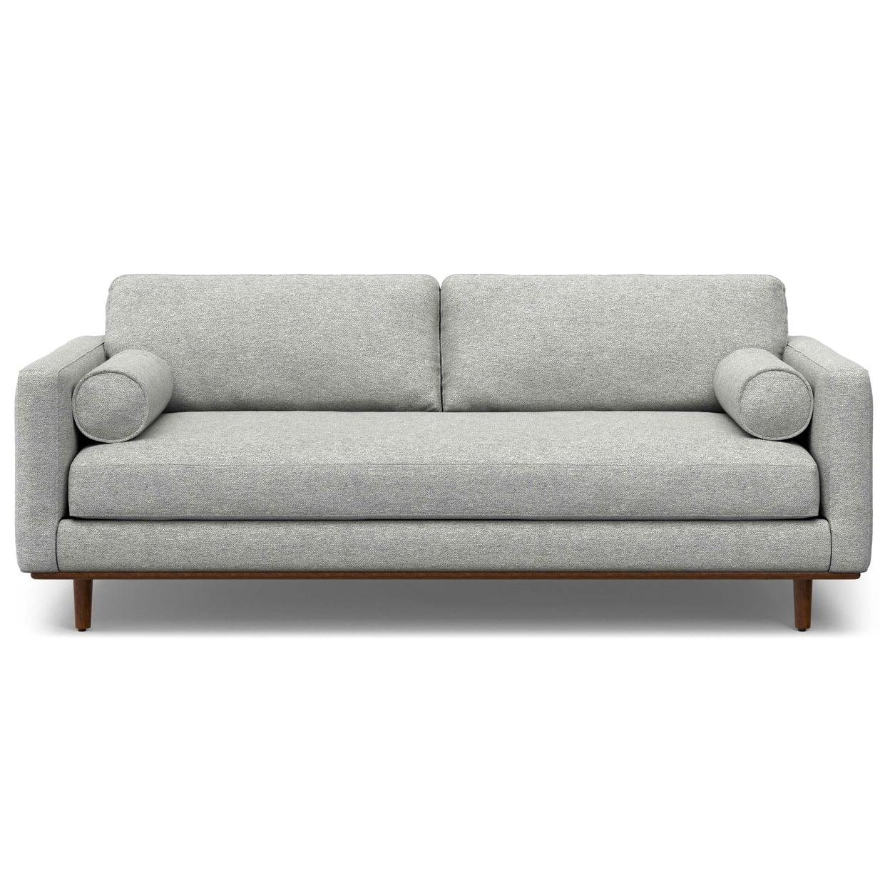 Morrison Mist Grey Fabric Mid-Century Modern 89-Inch Sofa