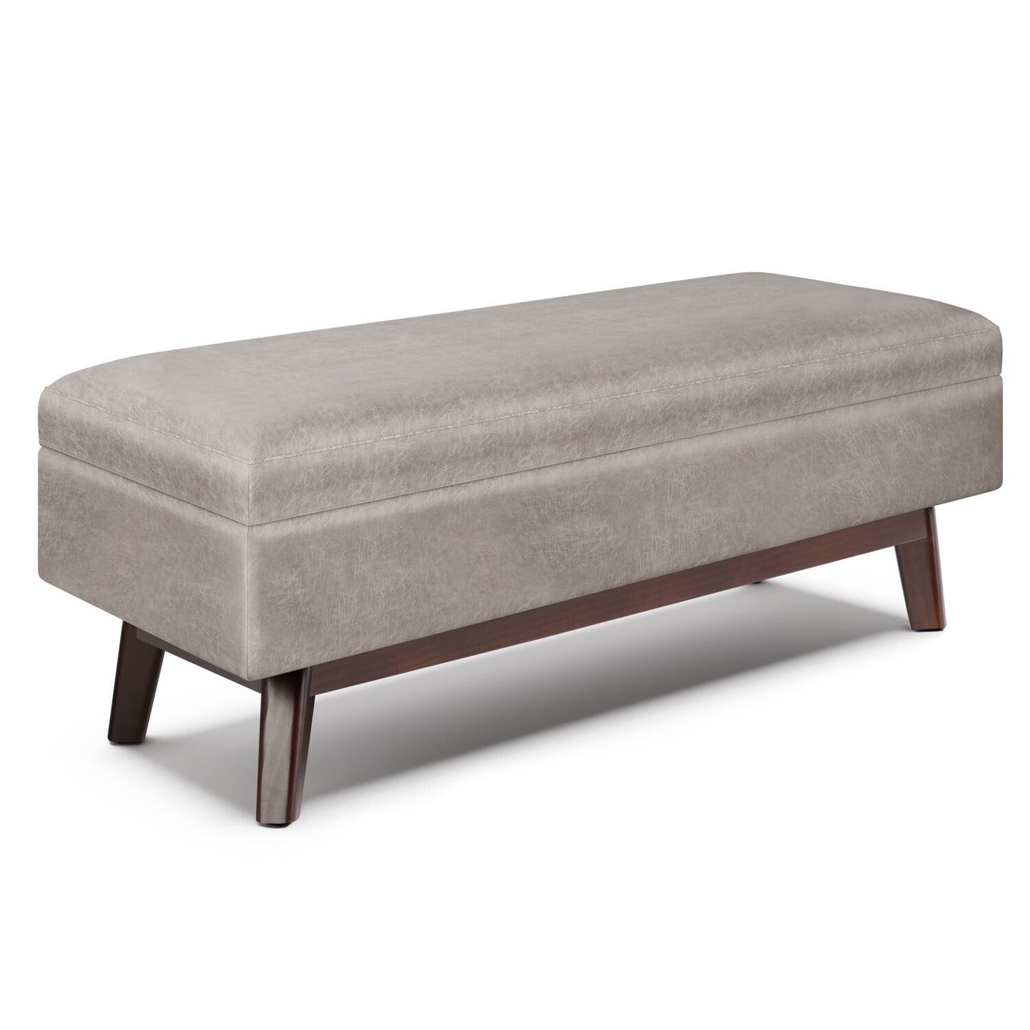 Owen 48" Gray Taupe Faux Leather Storage Ottoman