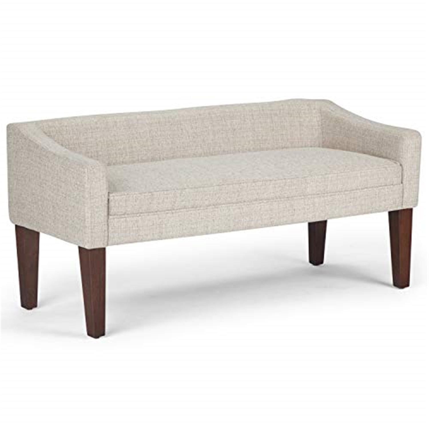 Platinum Upholstered Bench with Low Back and Swooped Arms