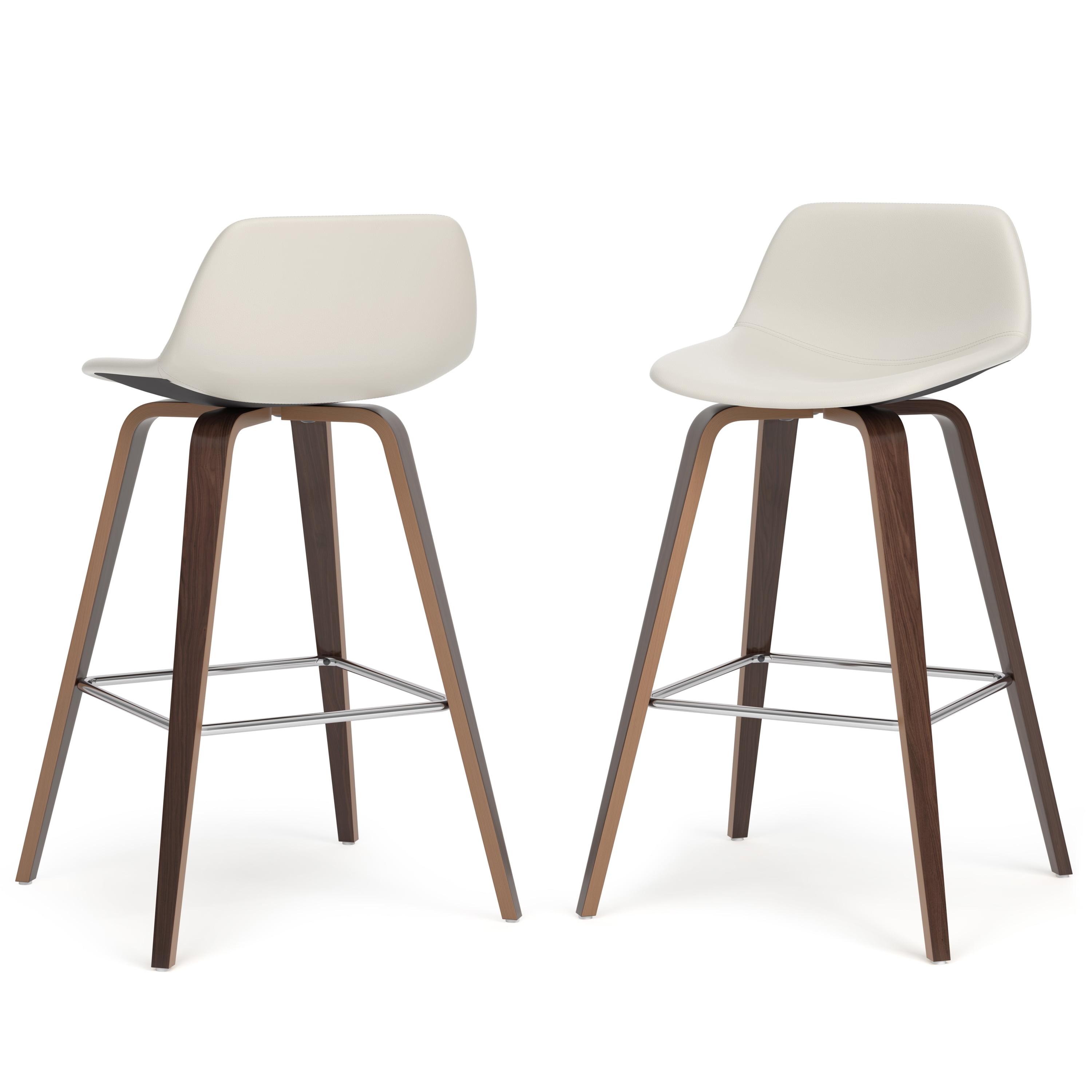 Set of 2 Cacey Bentwood Counter Height Barstools Cream - WyndenHall: Mid-Century, Chrome Legs, Foam Padding