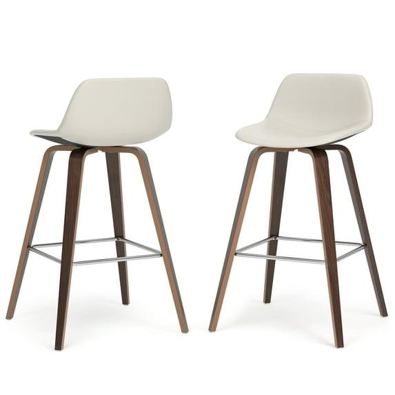 Set of 2 Cacey Bentwood Counter Height Barstools Cream - WyndenHall: Mid-Century, Chrome Legs, Foam Padding