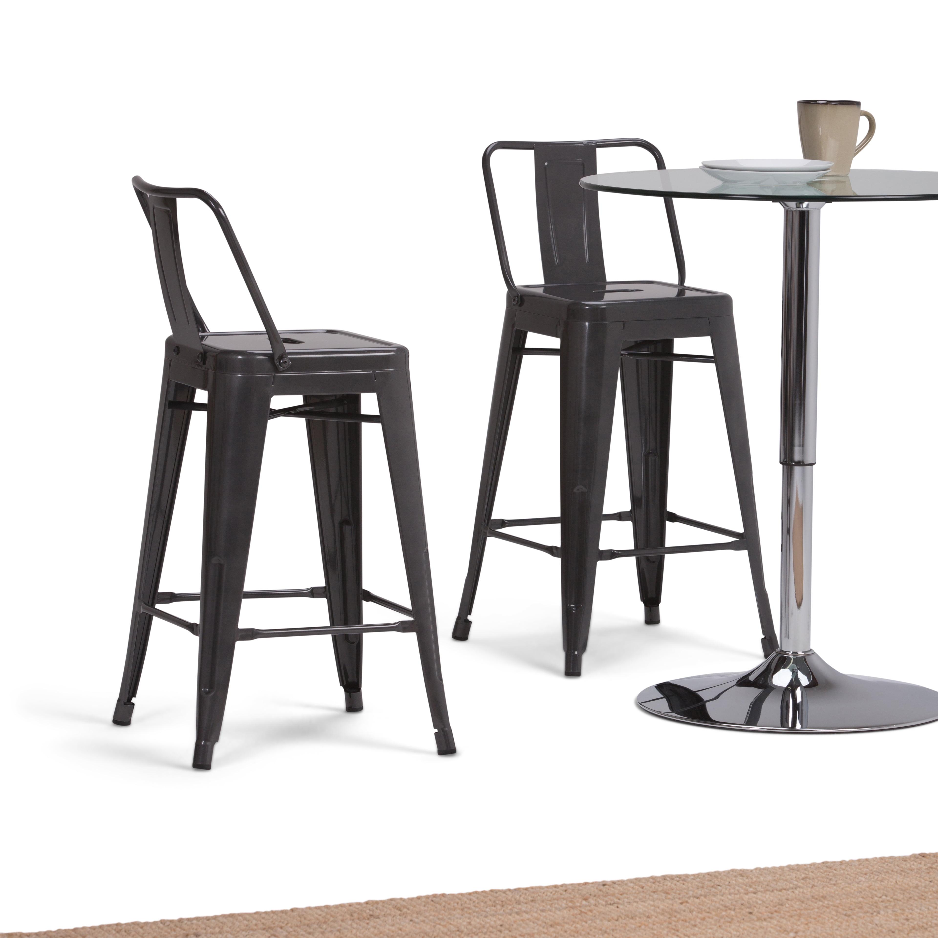 Rayne 24" Gray Industrial Metal Counter Stool, Set of 2