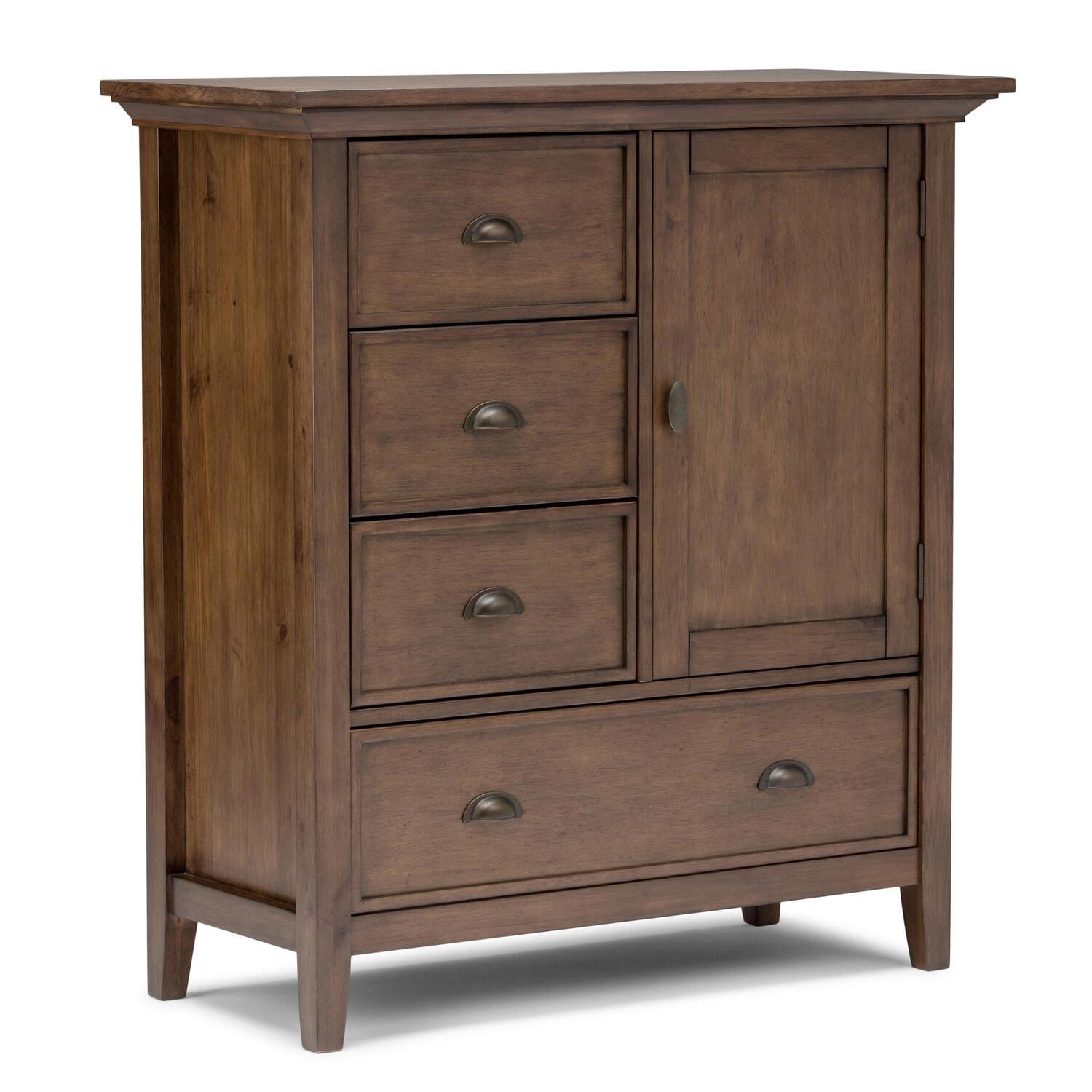 Rustic Natural Aged Brown Solid Hardwood Storage Cabinet