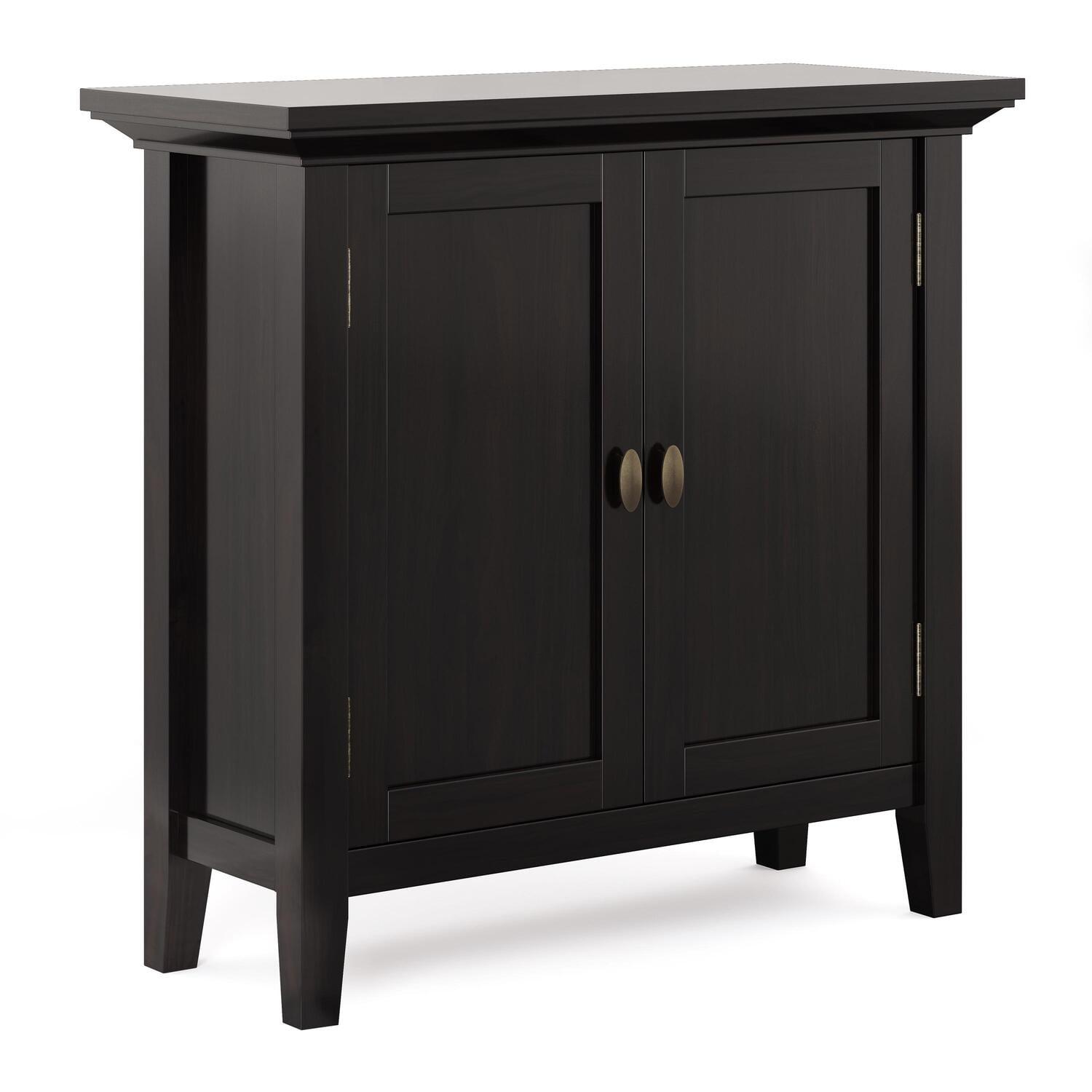 Simpli Home Redmond Wood 32" Transitional Low Cabinet in Hickory Brown