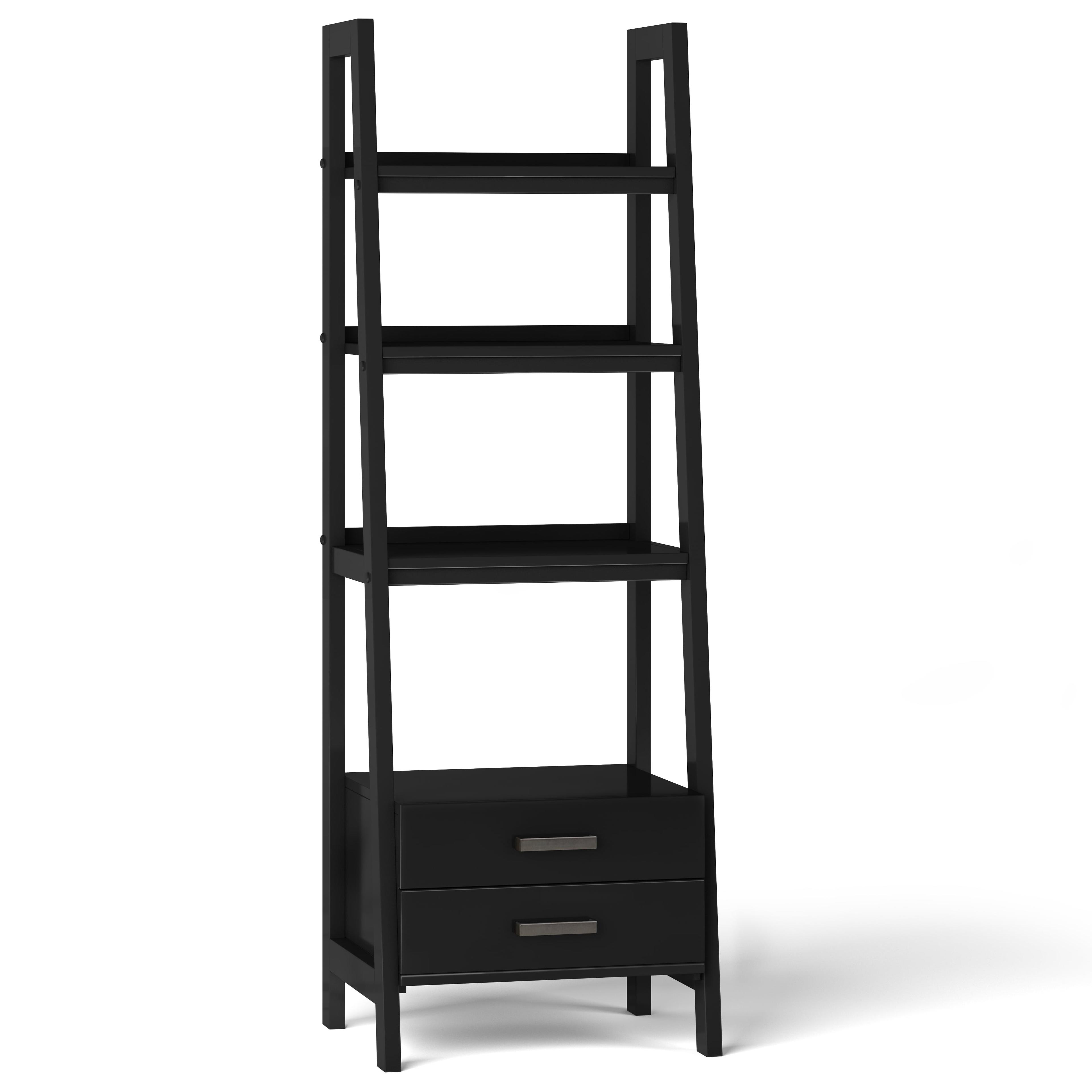 Sawhorse Solid Wood 61lb Modern Black Ladder Bookshelf