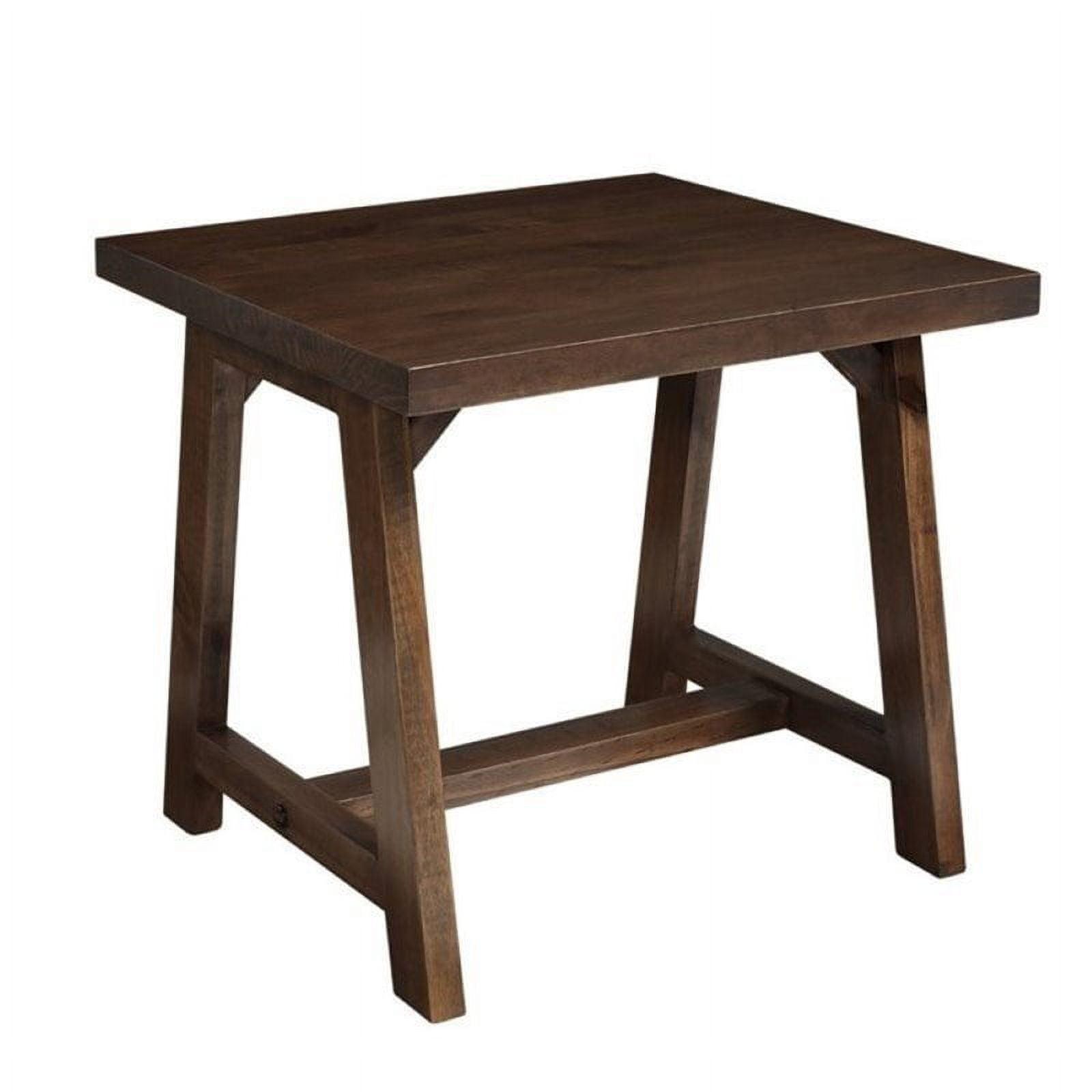 Medium Saddle Brown Solid Pine Square End Table