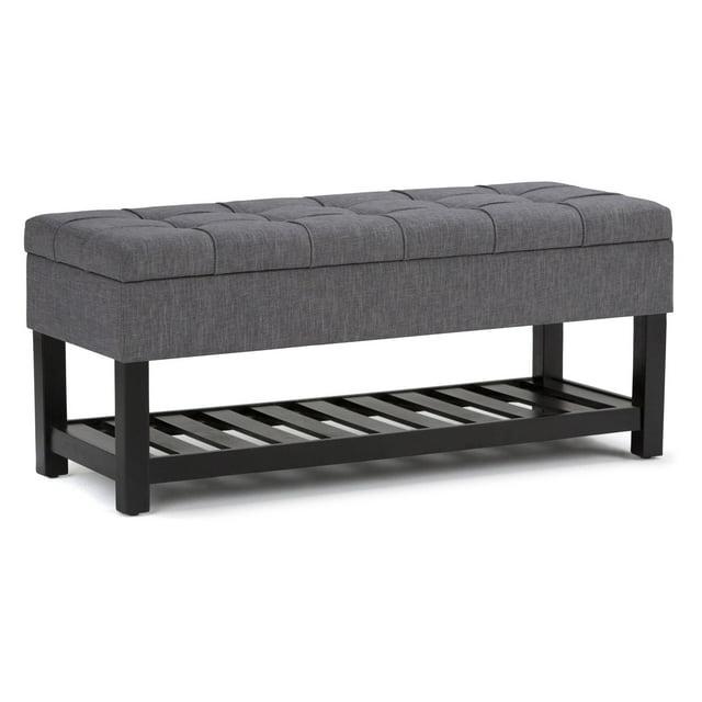 Simpli Home Saxon 43"W Tufted Transitional Storage Ottoman Bench with with Lift-Top Lid
