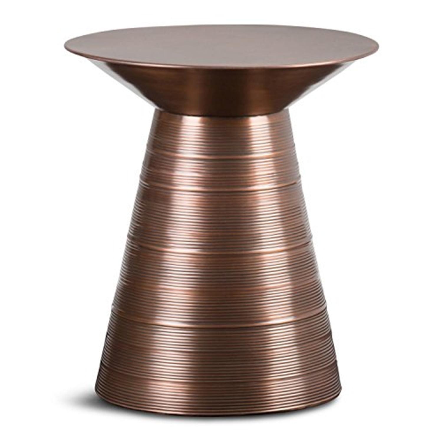 Handcrafted 18" Round Metal Accent Table in Aged Copper