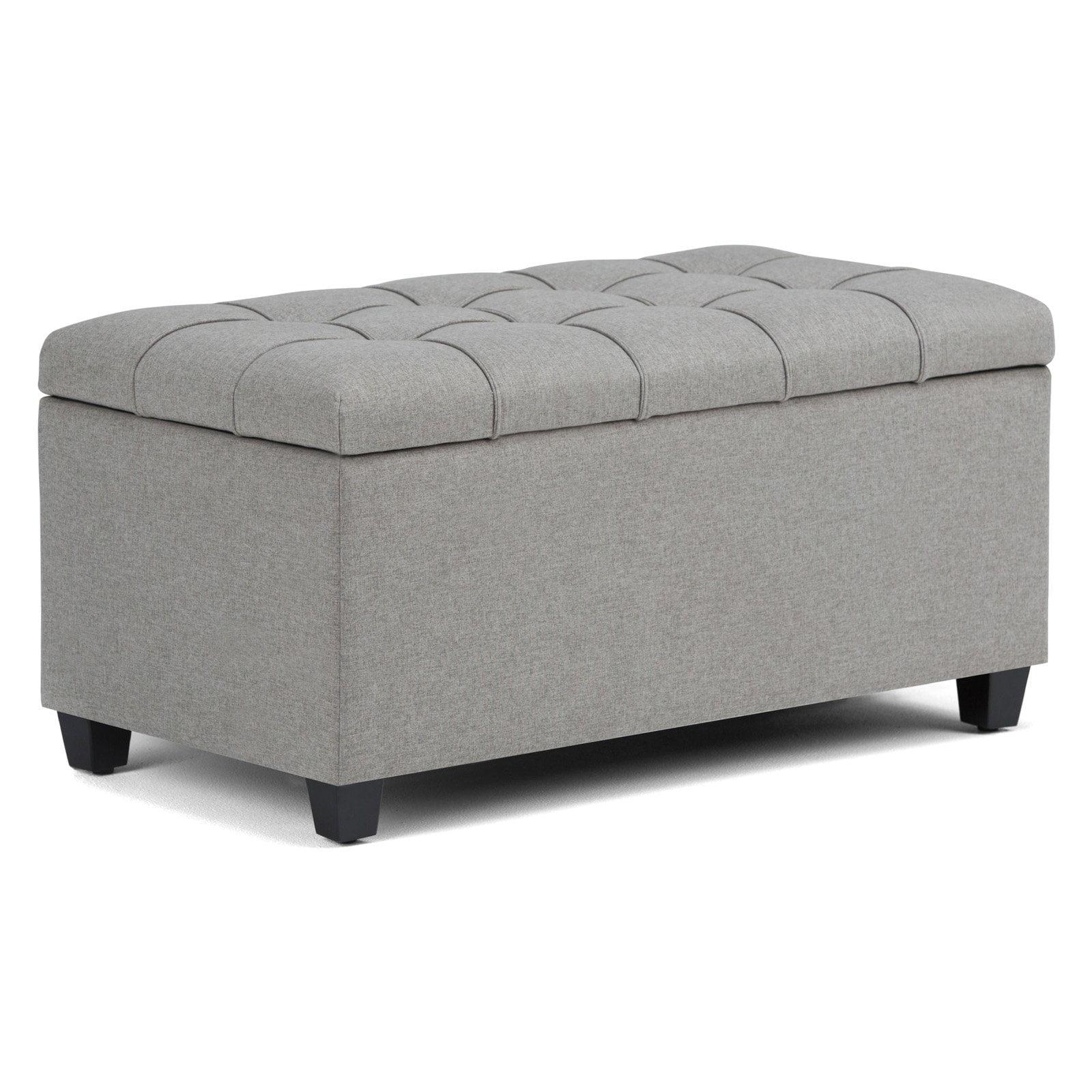 Simpli Home Sienna 33"W Upholstered Storage Ottoman Bench with Lift-Up Tufted Top