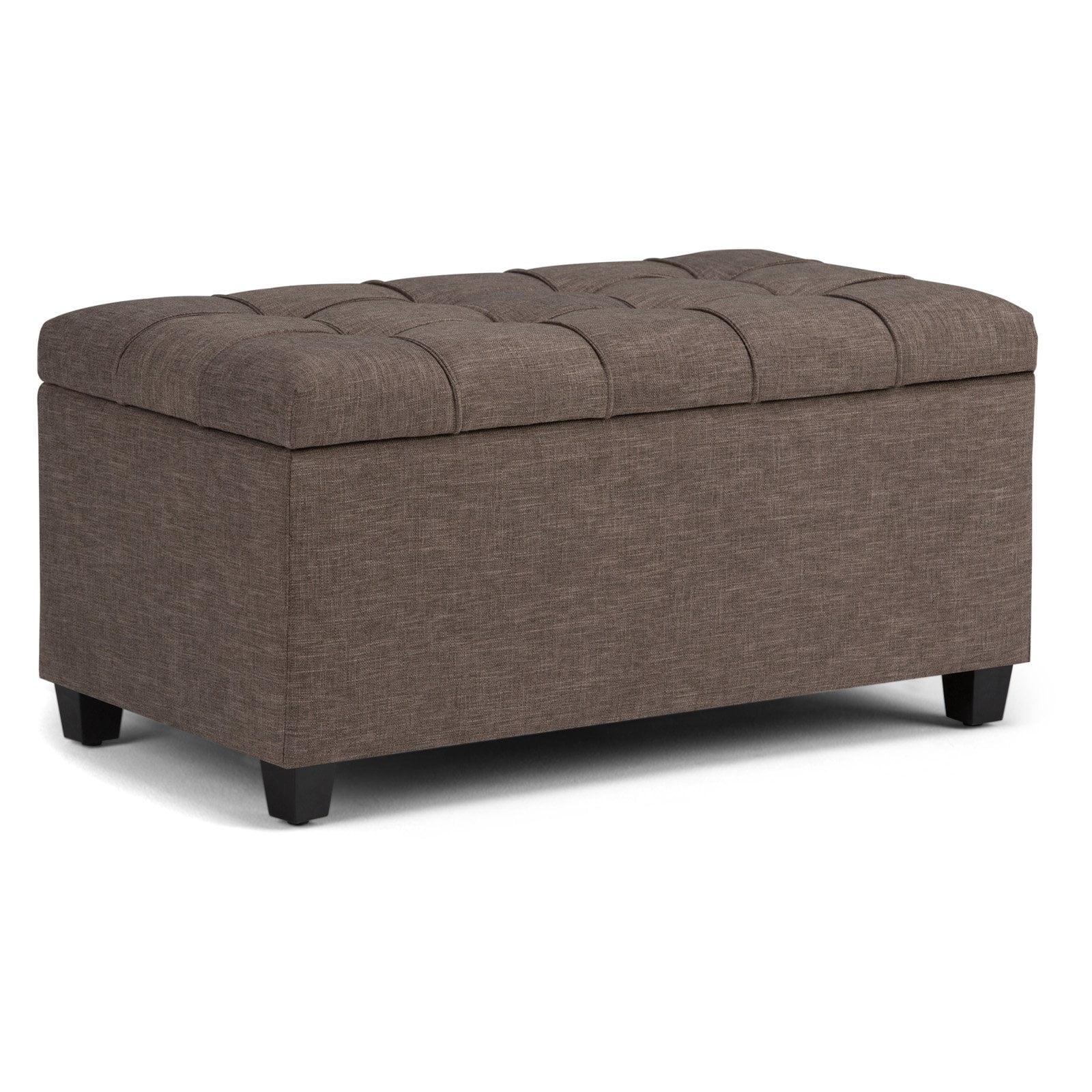 Fawn Brown Tufted Rectangular Storage Ottoman Bench