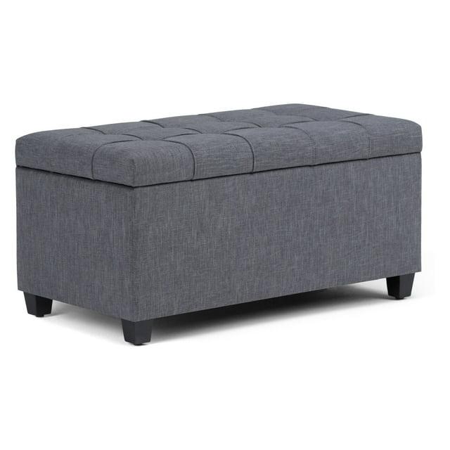 Simpli Home Sienna 33"W Upholstered Storage Ottoman Bench with Lift-Up Tufted Top
