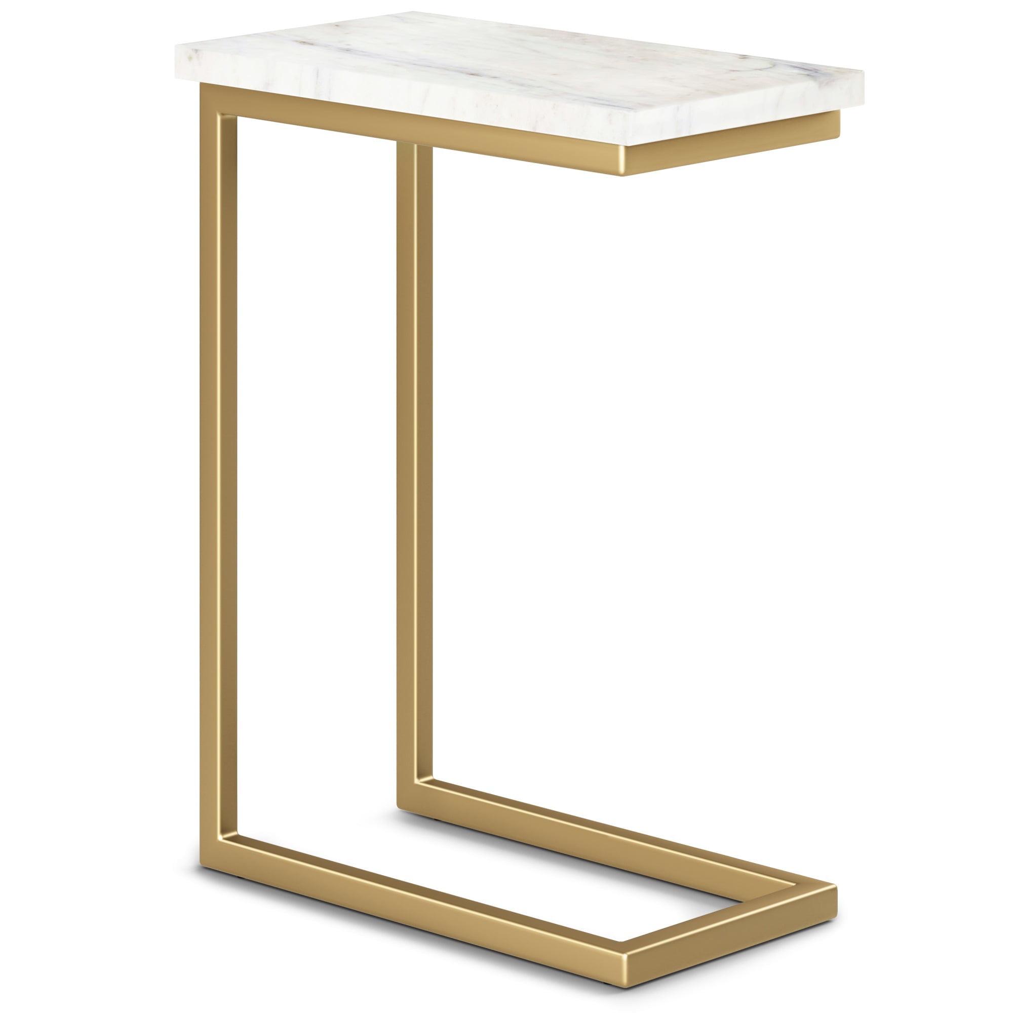 Skyler Gold Metal C Side Table with Marble Top