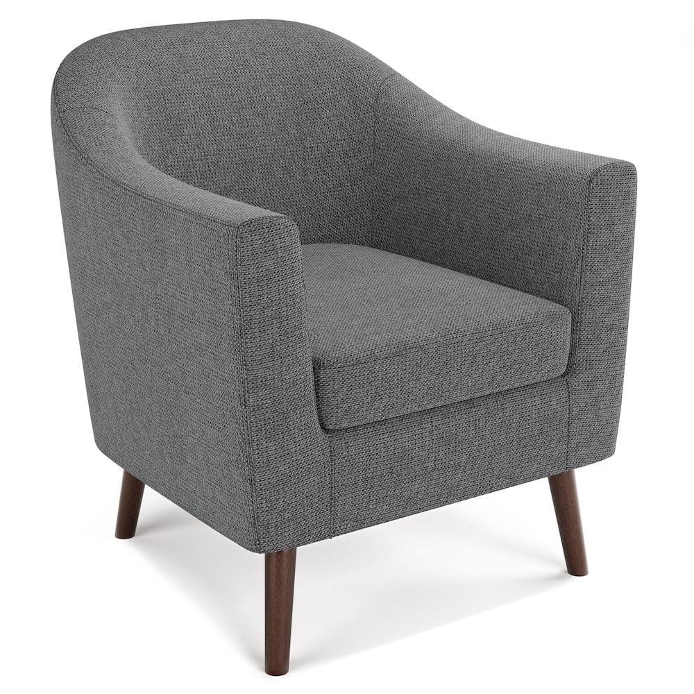 Simpli Home Thorne 30"W Upholstered Contemporary Accent Chair with Curved Back and Removable Foam Cushion