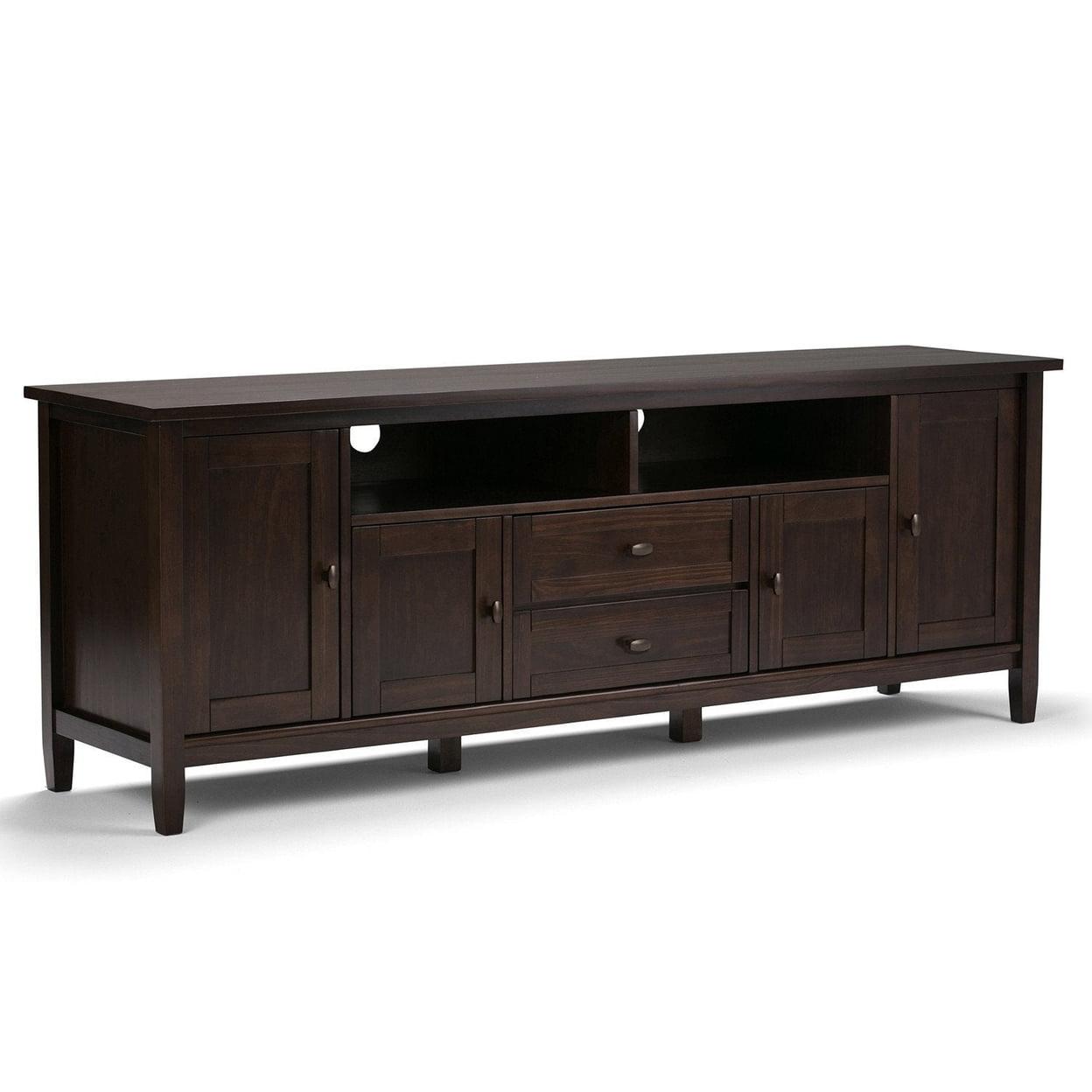 Simpli Home Warm Shaker 72"W Solid Wood TV Stand for TVs up to 80" with 4 Storage Cabinets and 2 Drawers