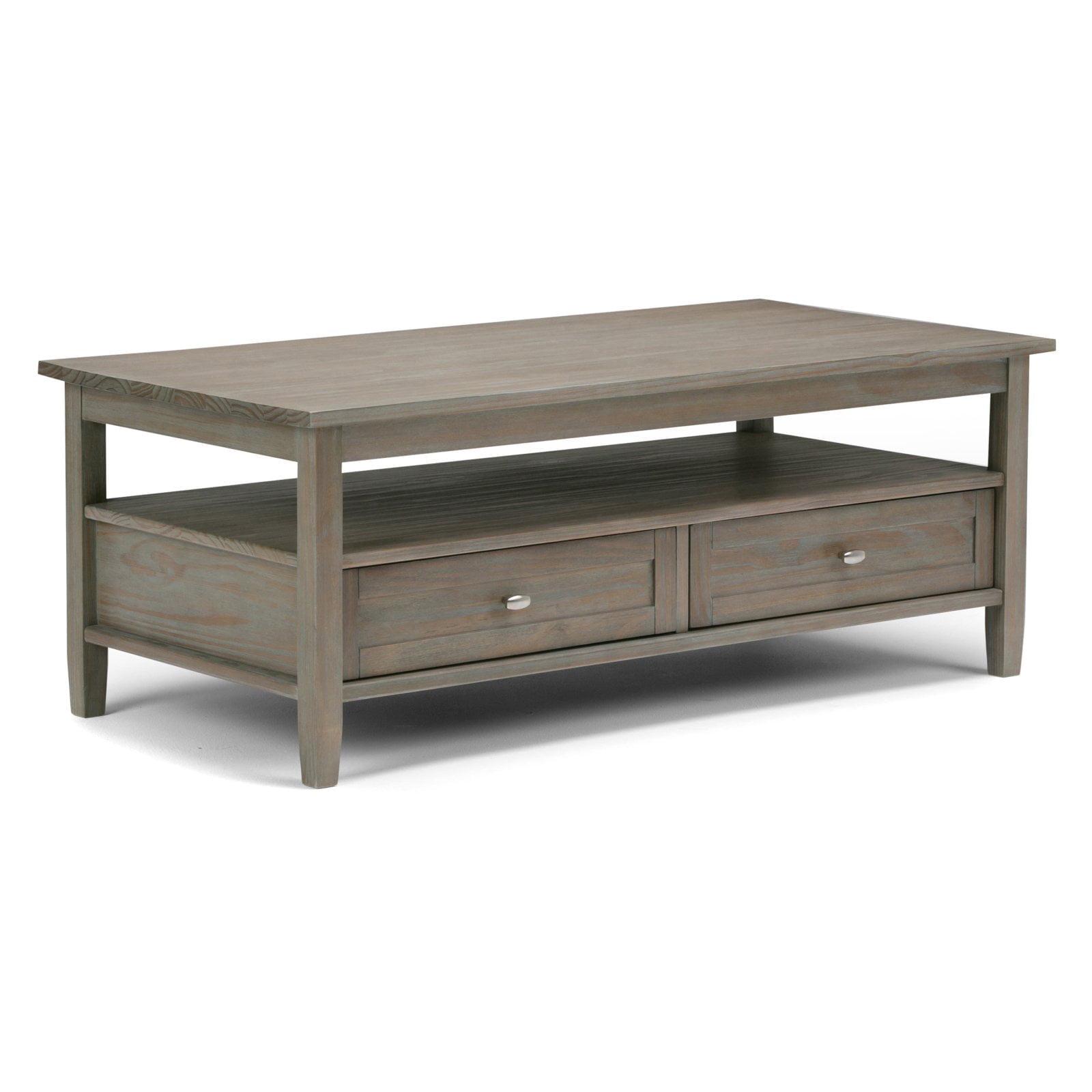 Distressed Gray Rectangular Wood Coffee Table with Storage