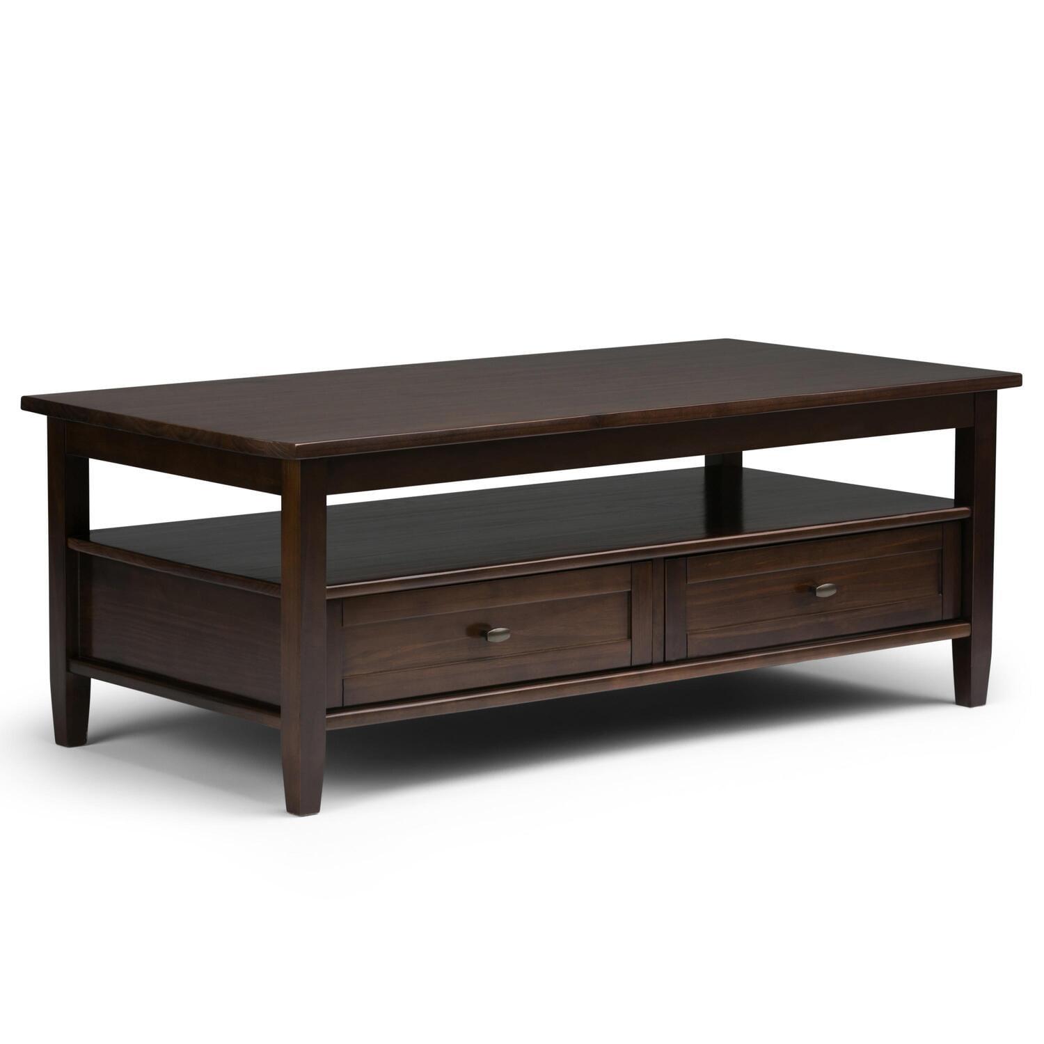 Tobacco Brown Rustic Rectangular Coffee Table with Storage