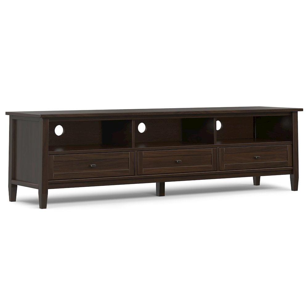 Tobacco Brown Solid Wood 72" TV Media Stand with Cabinet