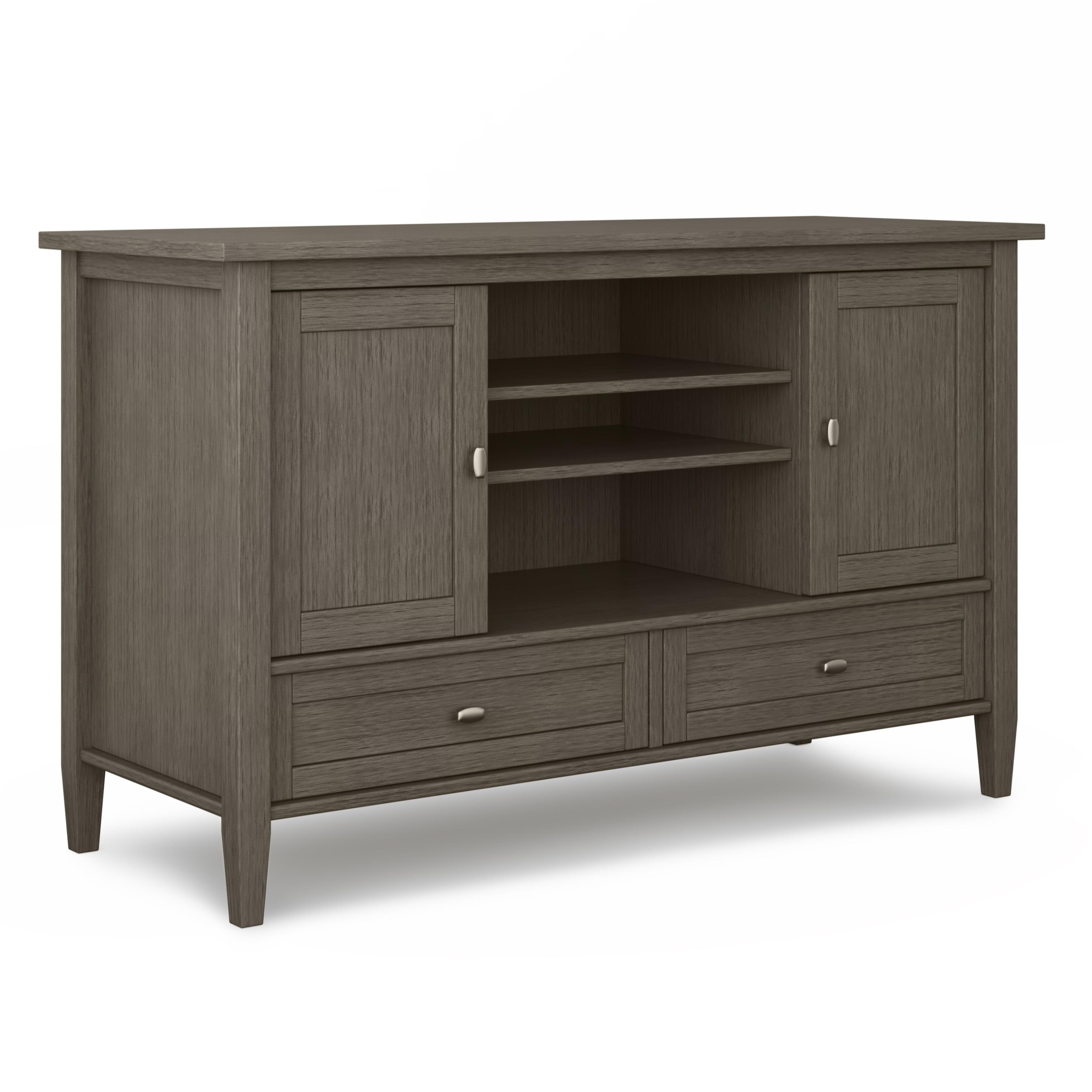 Farmhouse Gray Solid Wood TV Media Stand with Storage