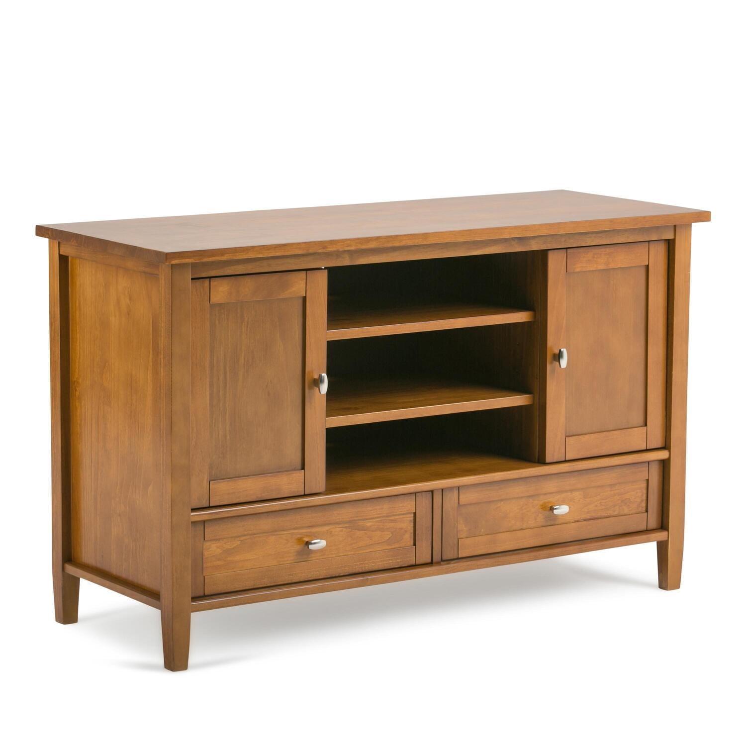 Simpli Home Warm Shaker 47"W Solid Wood TV Stand for TVs up to 55" with 2 Storage Cabinets and 2 Drawers