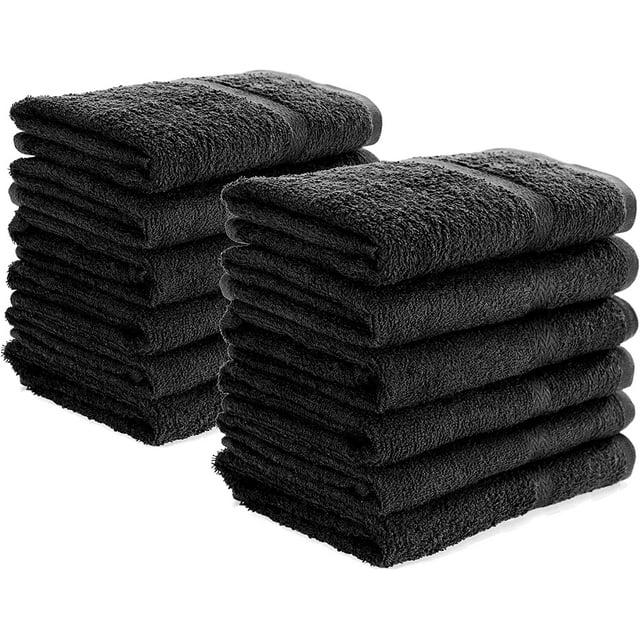 Simpli-Magic Hand Towels, Multipurpose Cotton Towels for Bathroom Use & More, 16" x 27", Black