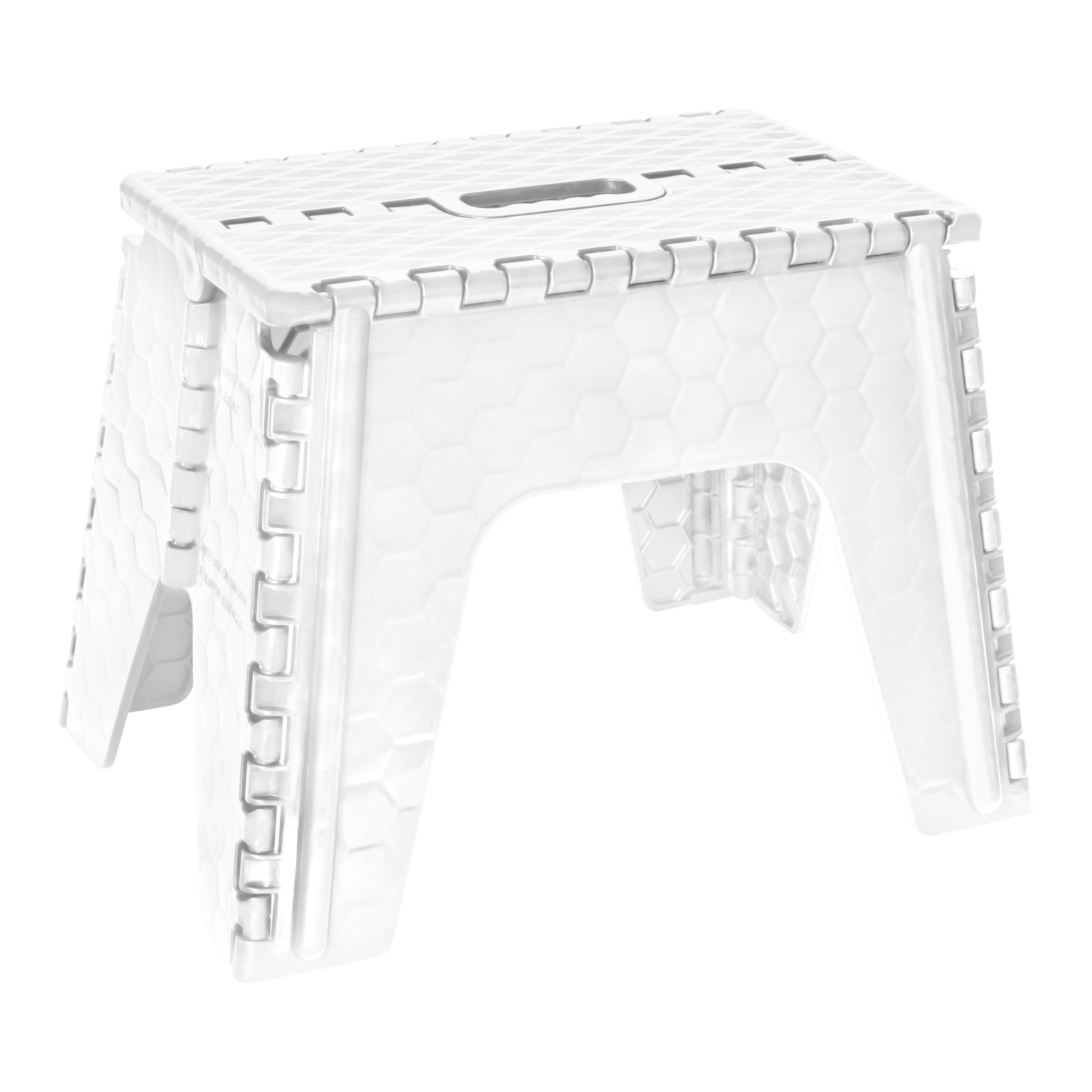 White Textured Plastic Foldable 12" Step Stool