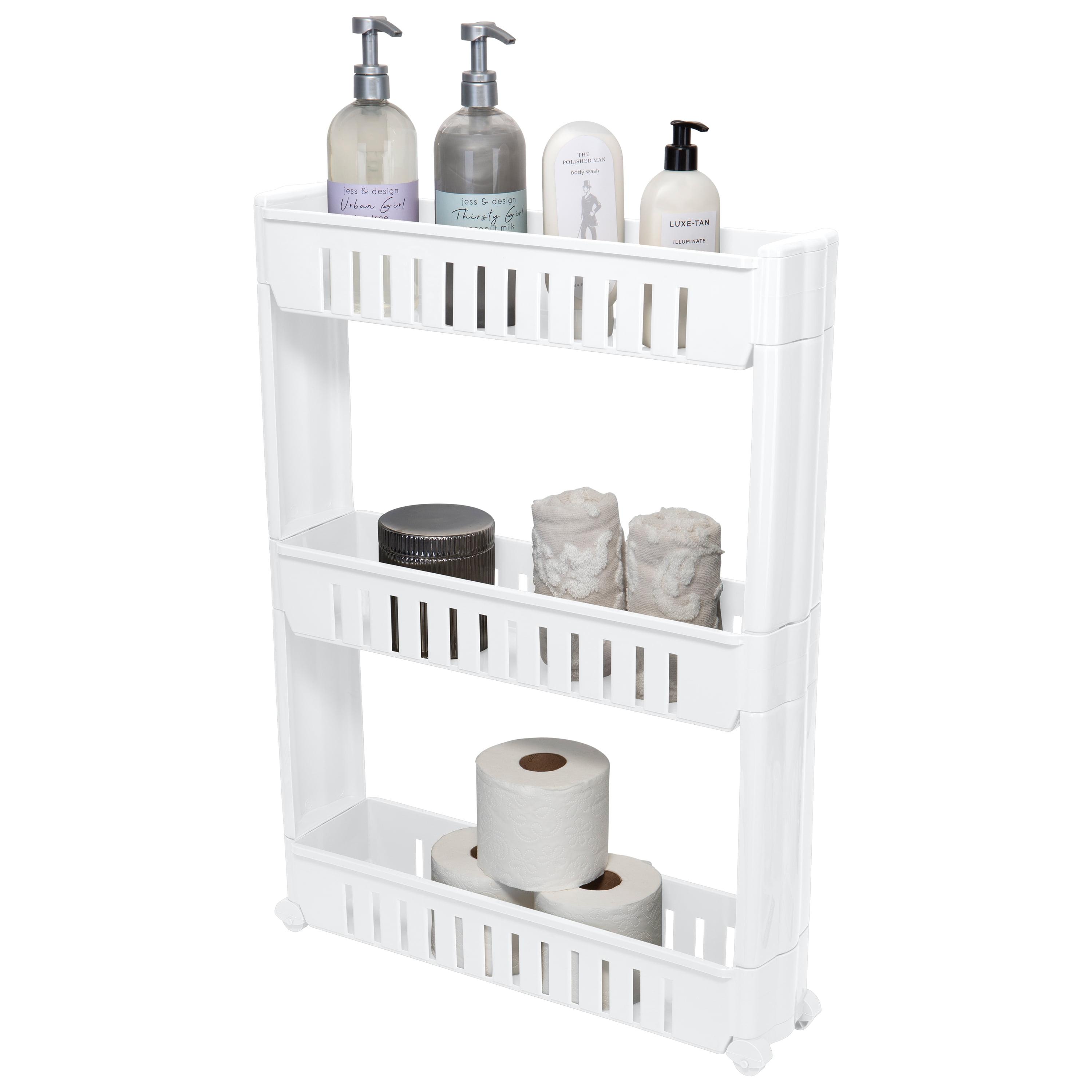 White Slim 3 Tier Slide Out Storage Cart