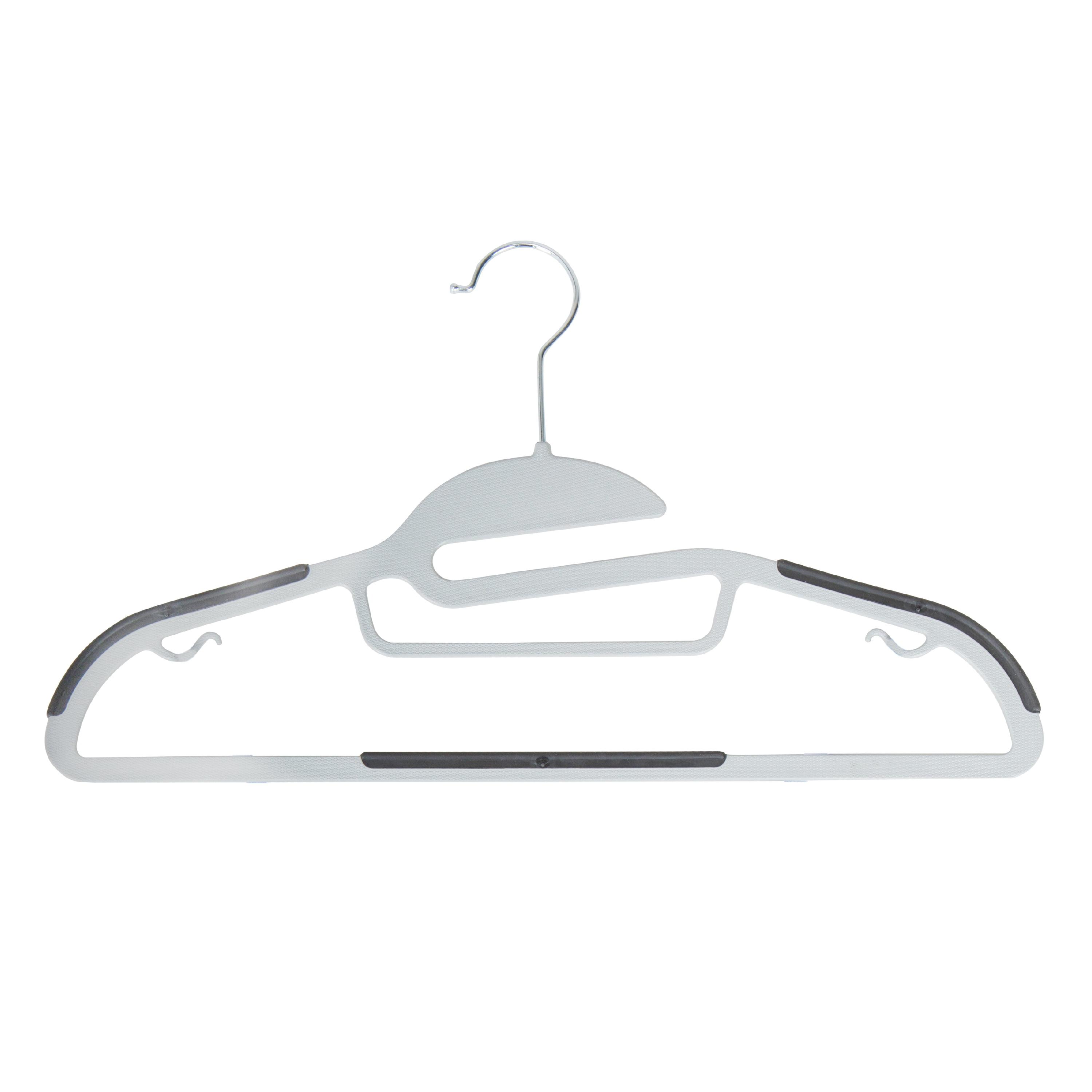 White Ultra-Thin Non-Slip Plastic Hangers with Tie Bar, 8-Pack