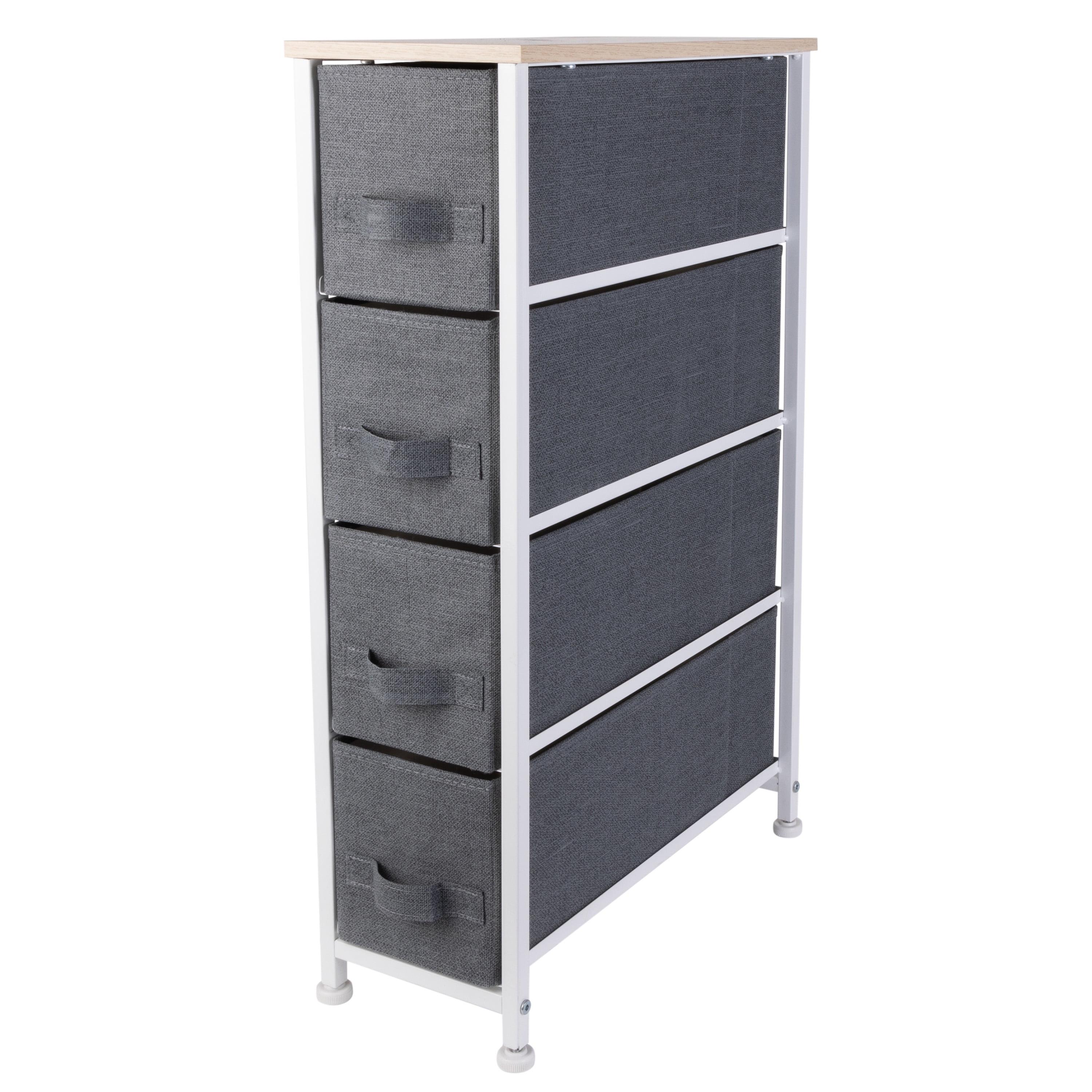 Gray Slim 4-Drawer Fabric Storage Chest with Steel Frame