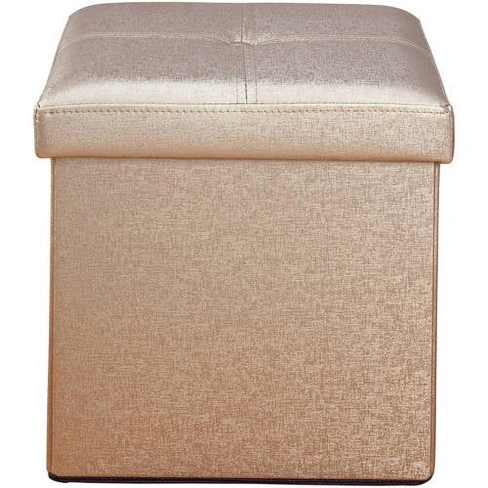 Bronze Faux Leather Folding Storage Ottoman Cube