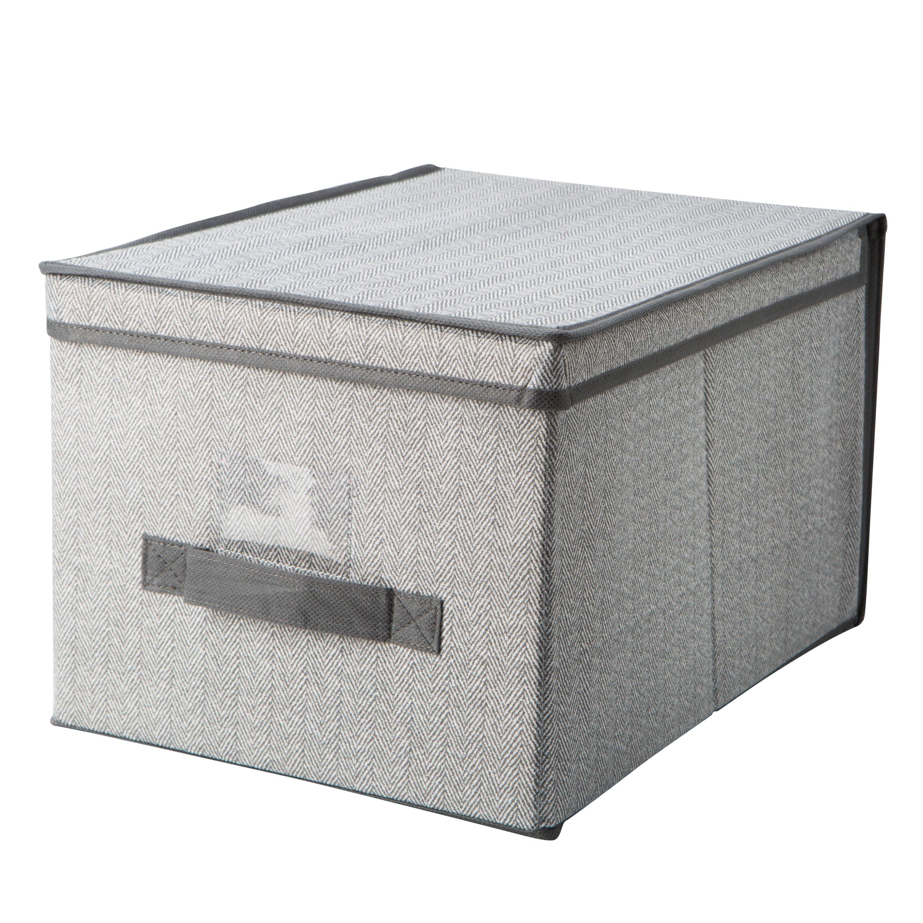 Large Gray Foldable Plastic Lidded Storage Box