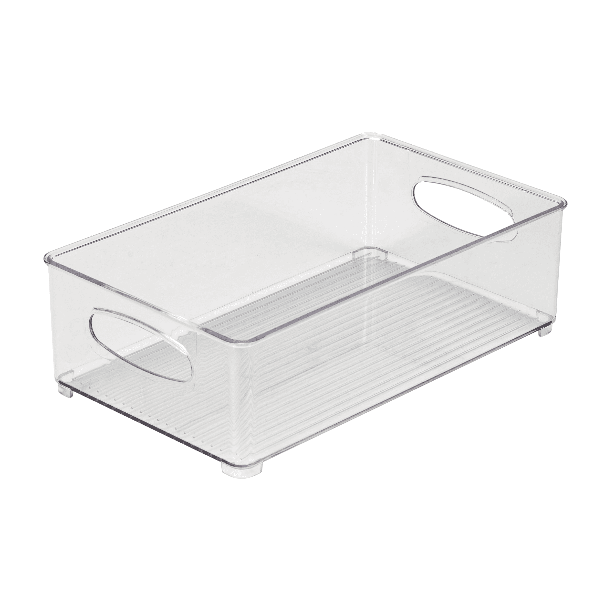 Clear Rectangular Collapsible Refrigerator Bin with Handles