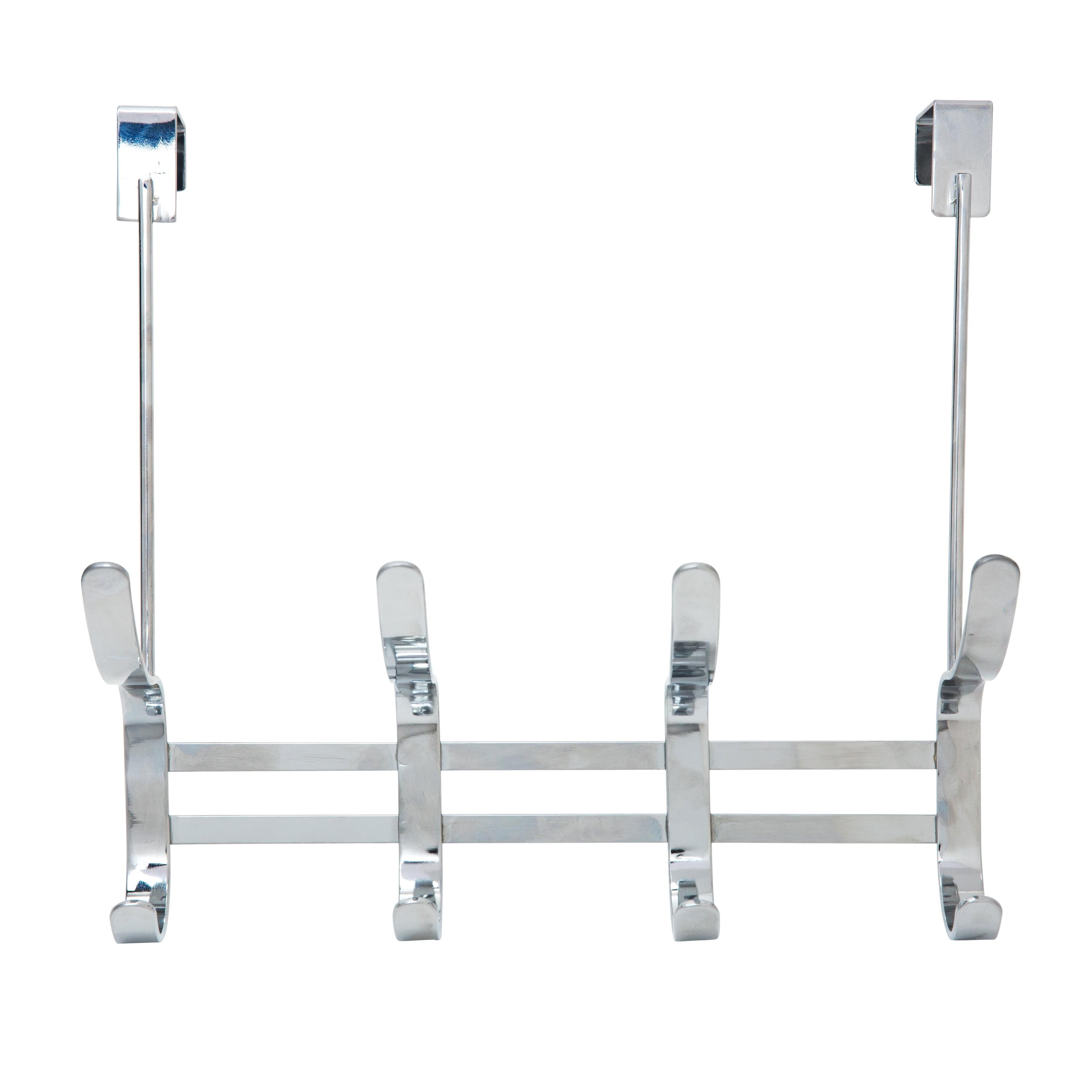 Over the Door Hook Rack Chrome - Simplify: Steel Construction, Spot Clean, Bath Canister Included