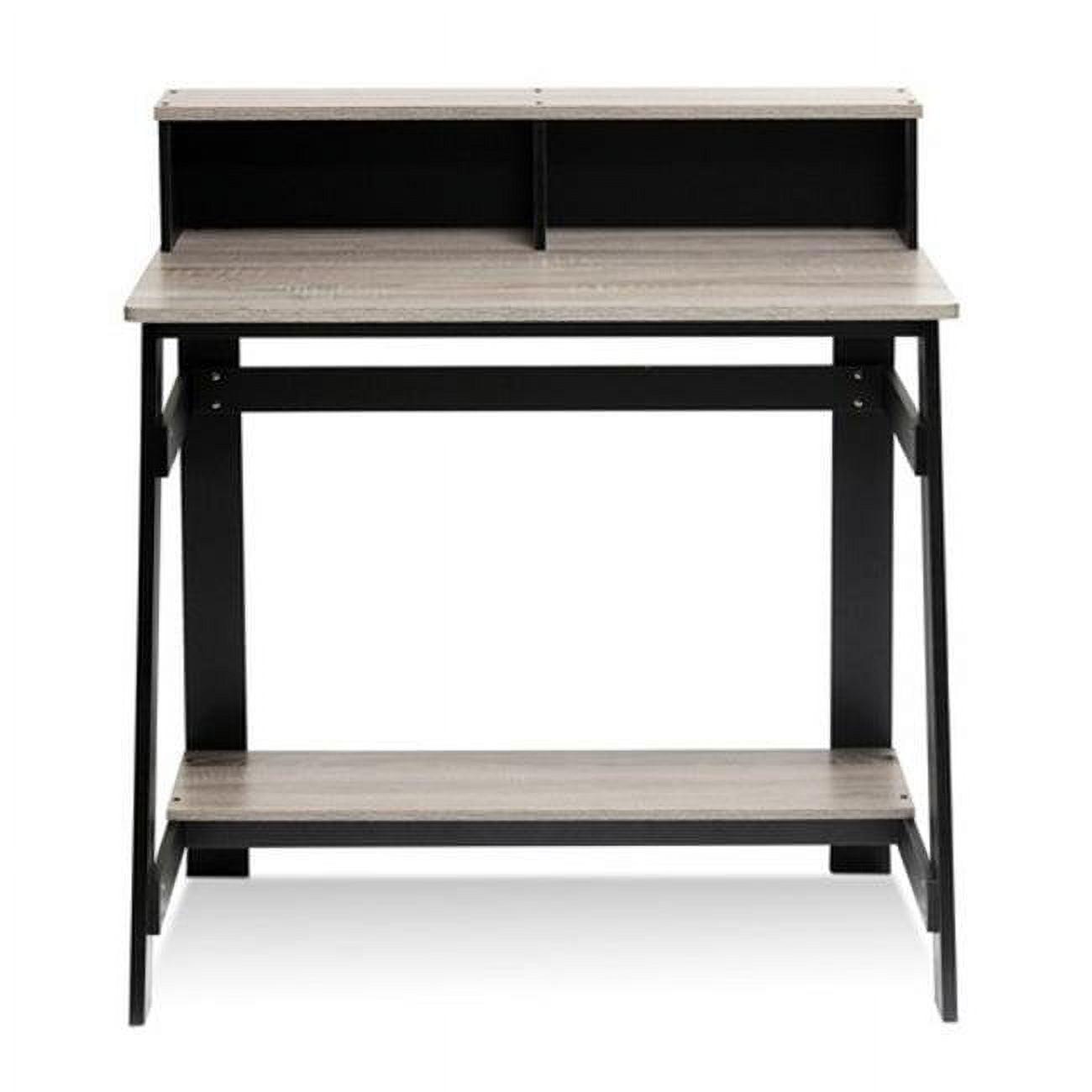 Simplistic A-Frame Black & Oak Grey Computer Desk - 35.5"