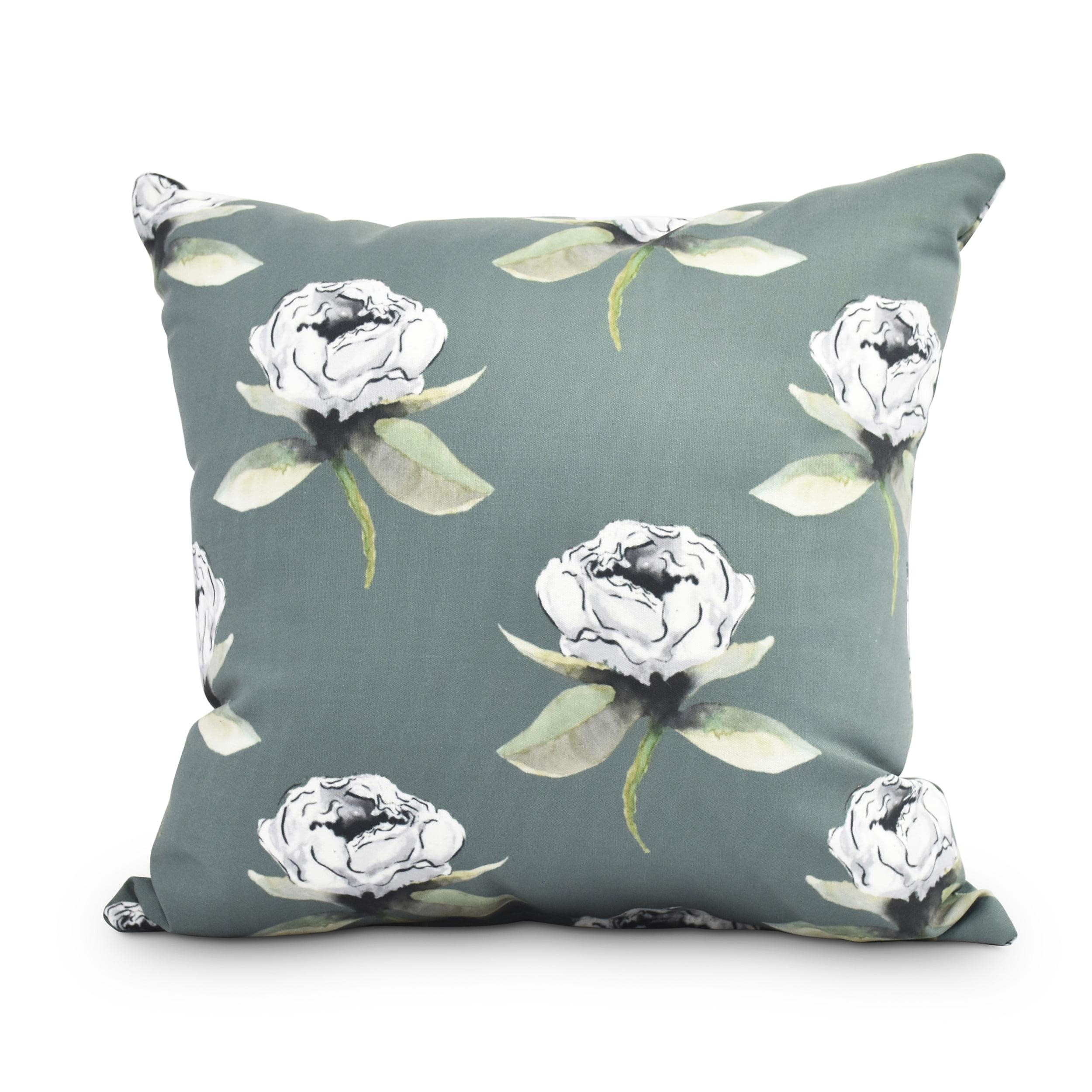 e by design Fickle Florals Floral Indoor/Outdoor Reversible Throw Pillow