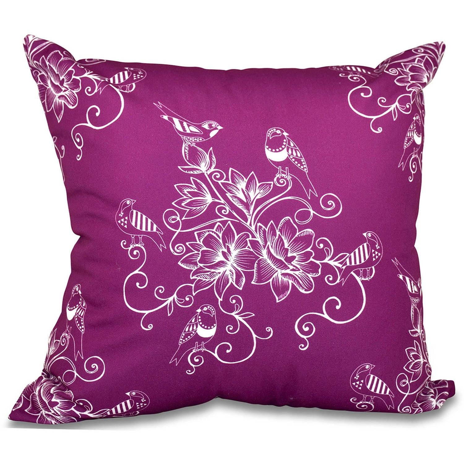 e by design Botanical Blooms Floral Indoor/Outdoor Reversible Throw Pillow