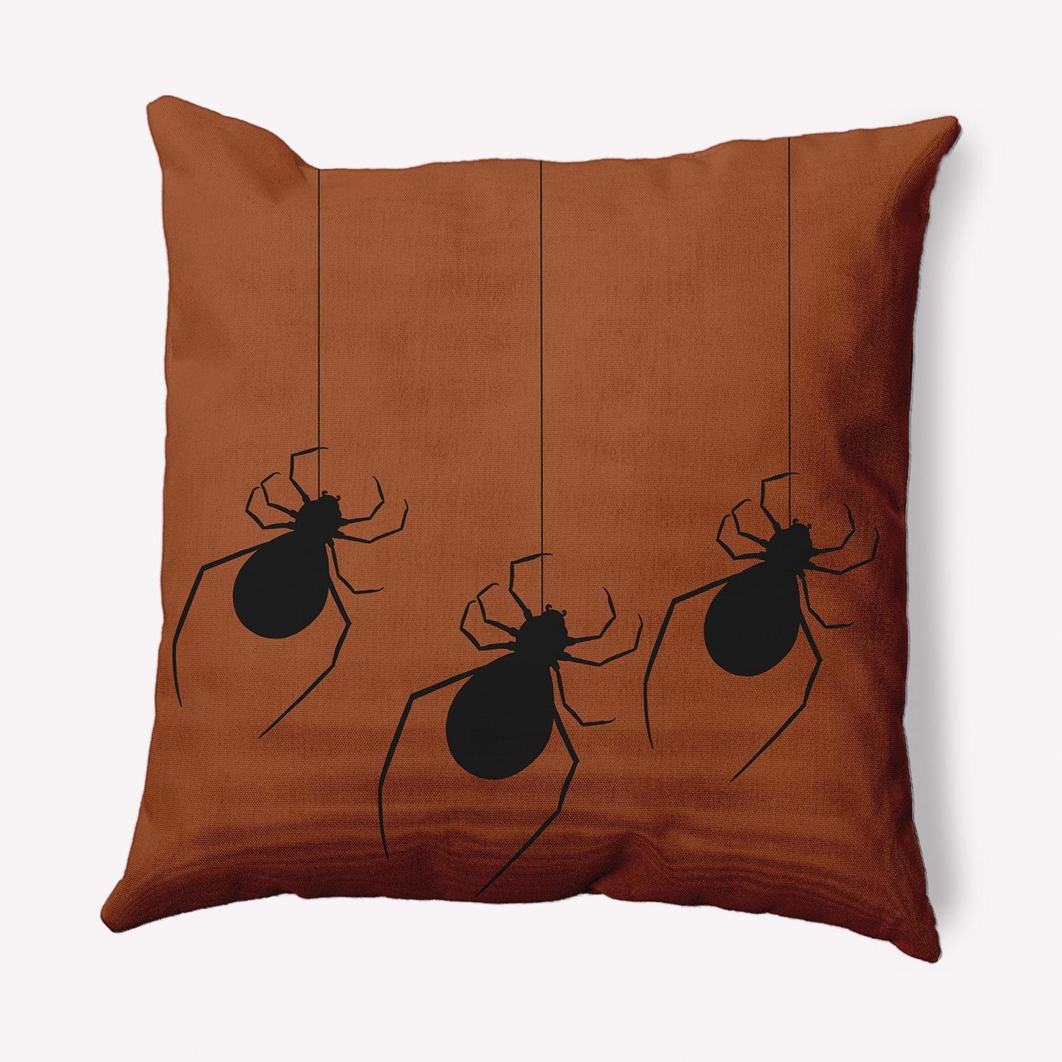 26" x 26" Simply Daisy Hanging Spiders Halloween Polyester Accent Pillow, Sienna Qty 1