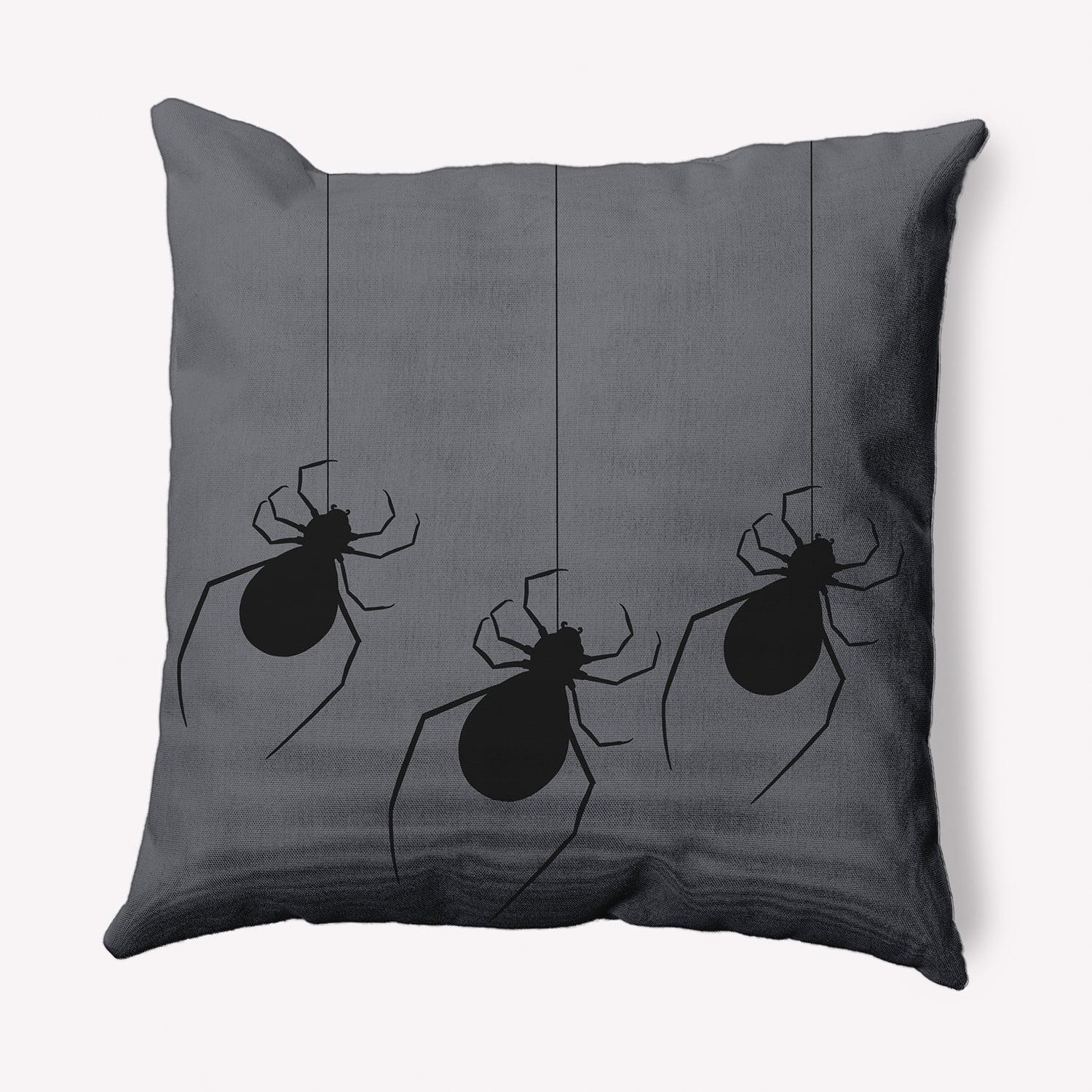 26" x 26" Simply Daisy Hanging Spiders Halloween Polyester Accent Pillow, Steel Gray Qty 1
