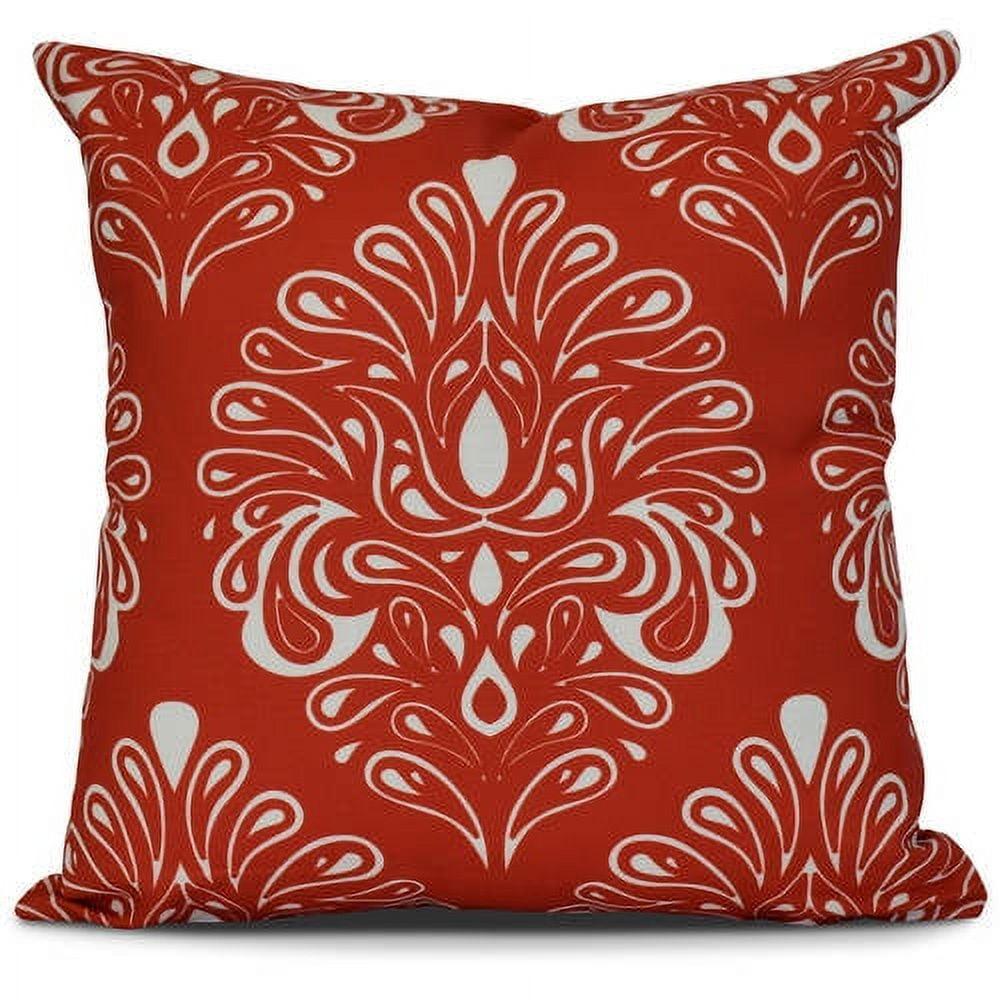 Veranda Red and White Geometric Print Square Pillow