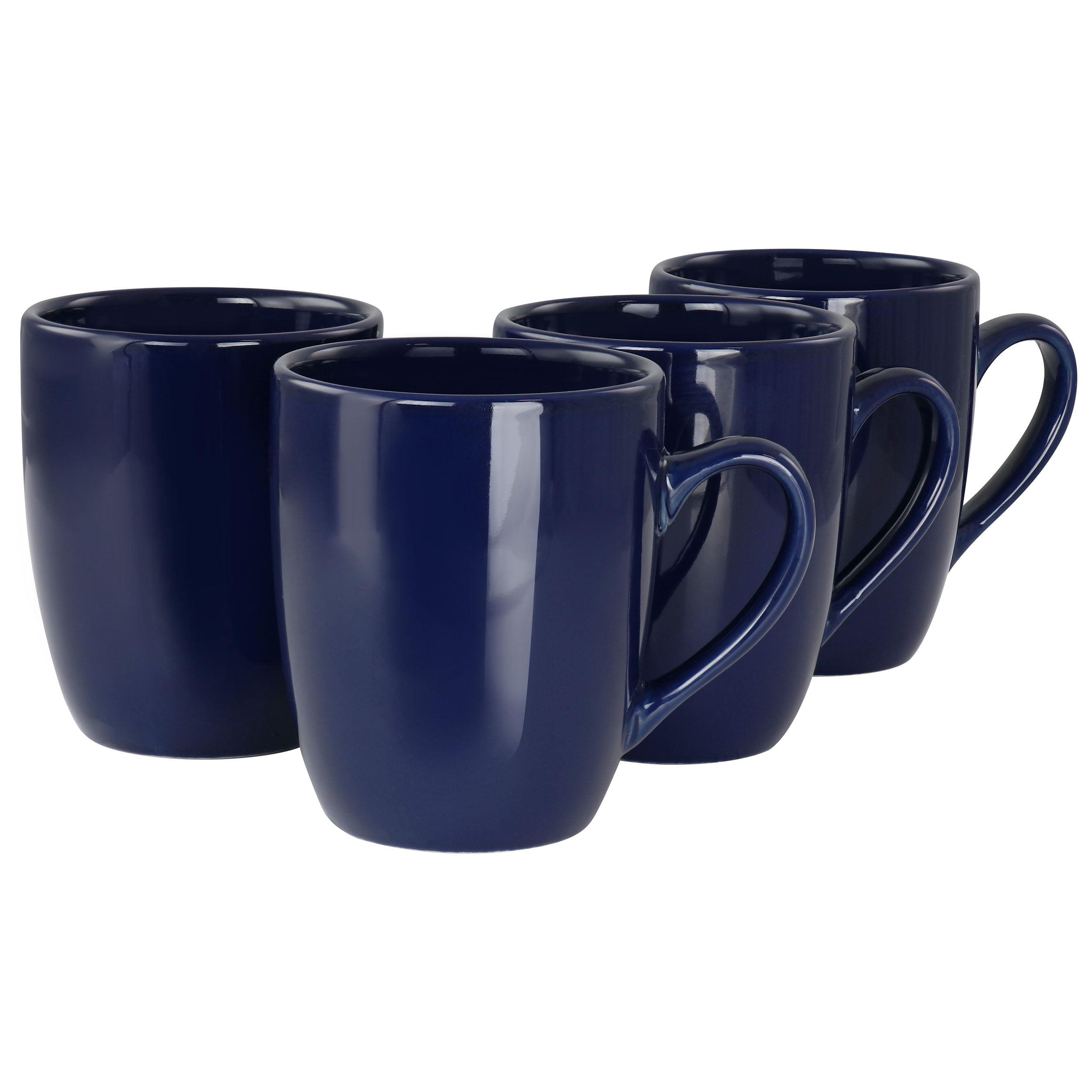 Navy Blue Ceramic 14oz Coffee Mug Set, 4-Piece