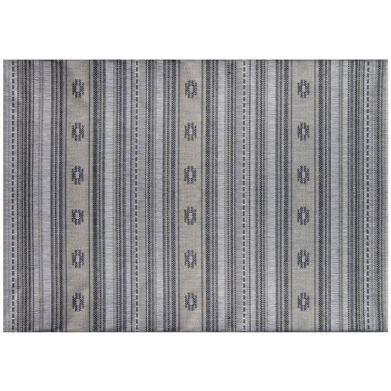 Slate Striped 88" Synthetic Rectangular Outdoor Rug