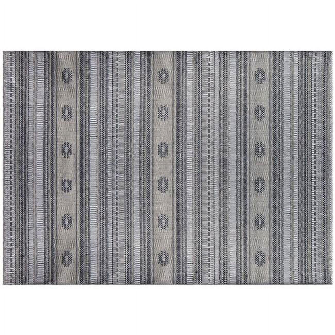 Slate Striped 88" Synthetic Rectangular Outdoor Rug