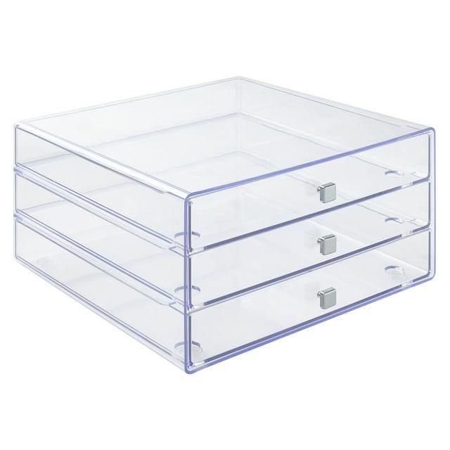 Clear Rectangular 3-Drawer Acrylic Organizer