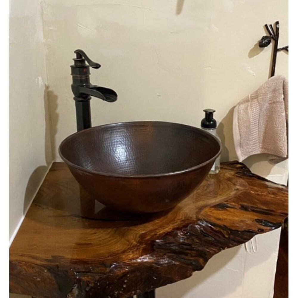 14"Round Copper Vessel Bathroom Sink