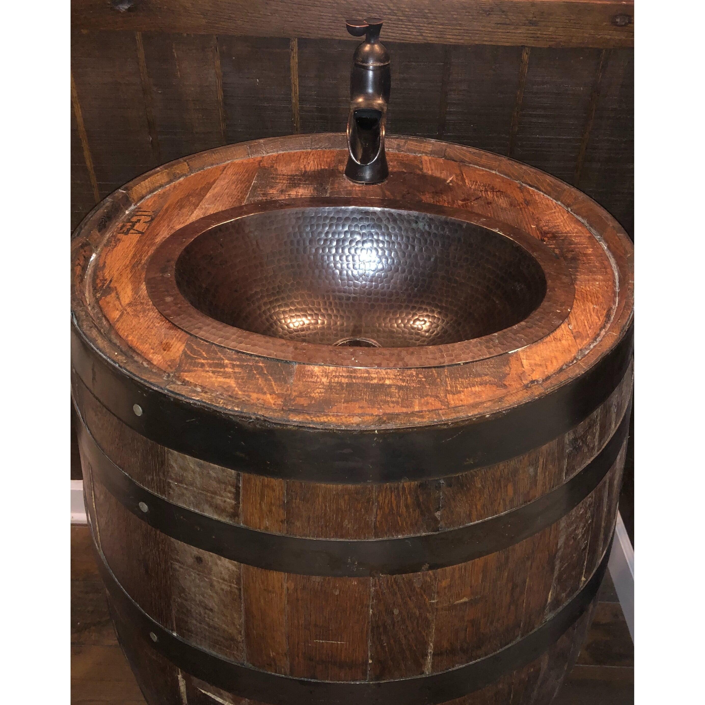 16" Hand-Hammered Oval Copper Dual Mount Bathroom Sink