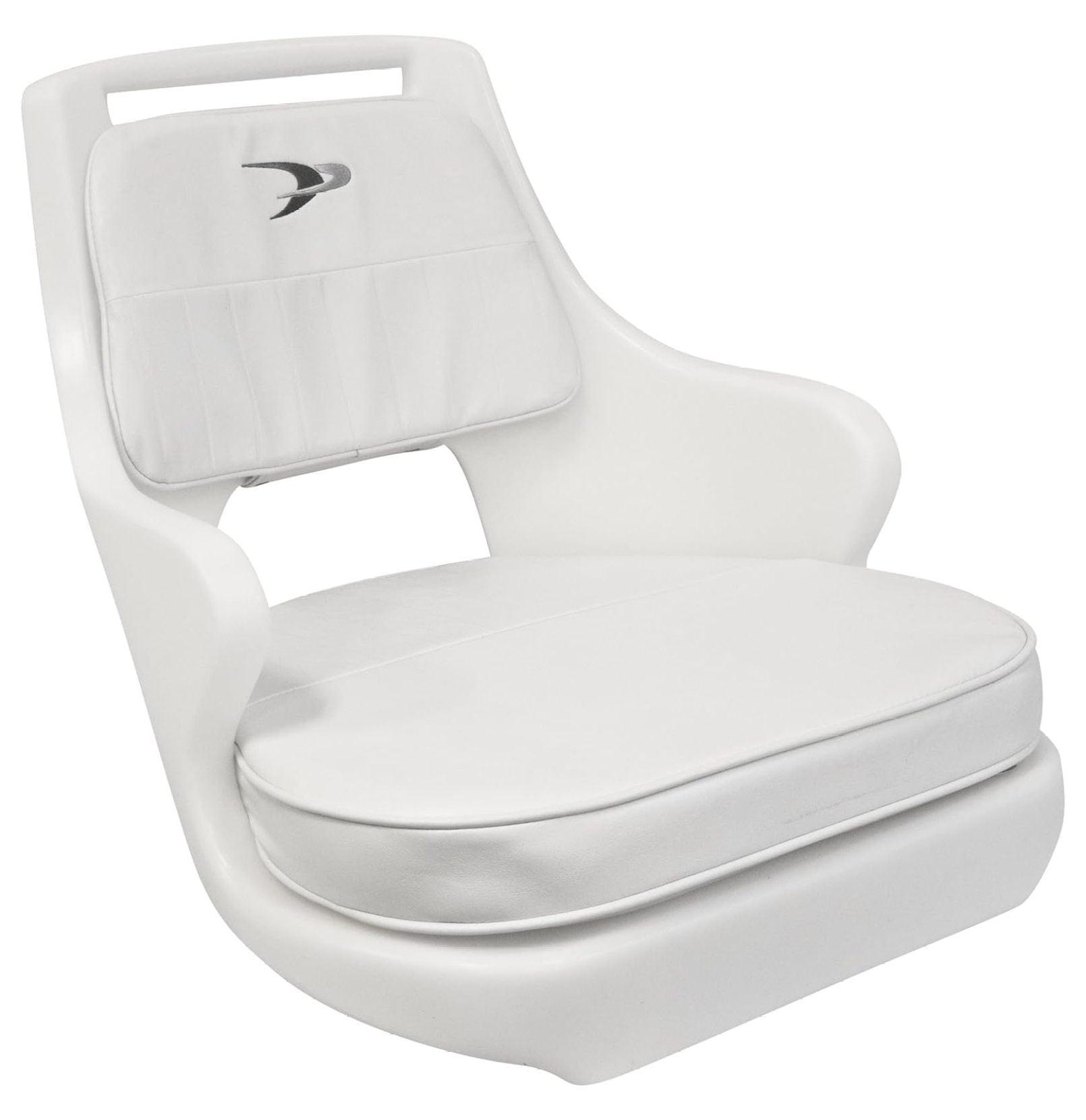 Compact Offshore Fishing Boat Pilot Chair with Cushioned Seat, White