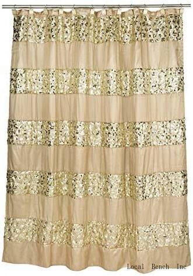 Champagne Gold Sequin Fabric Shower Curtain 70" x 72"