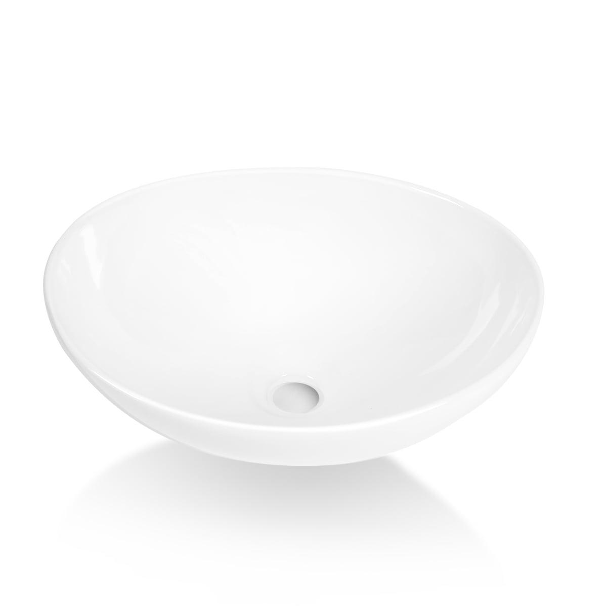 Sinber 16'' White Oval Ceramic Bathroom Vessel Sink