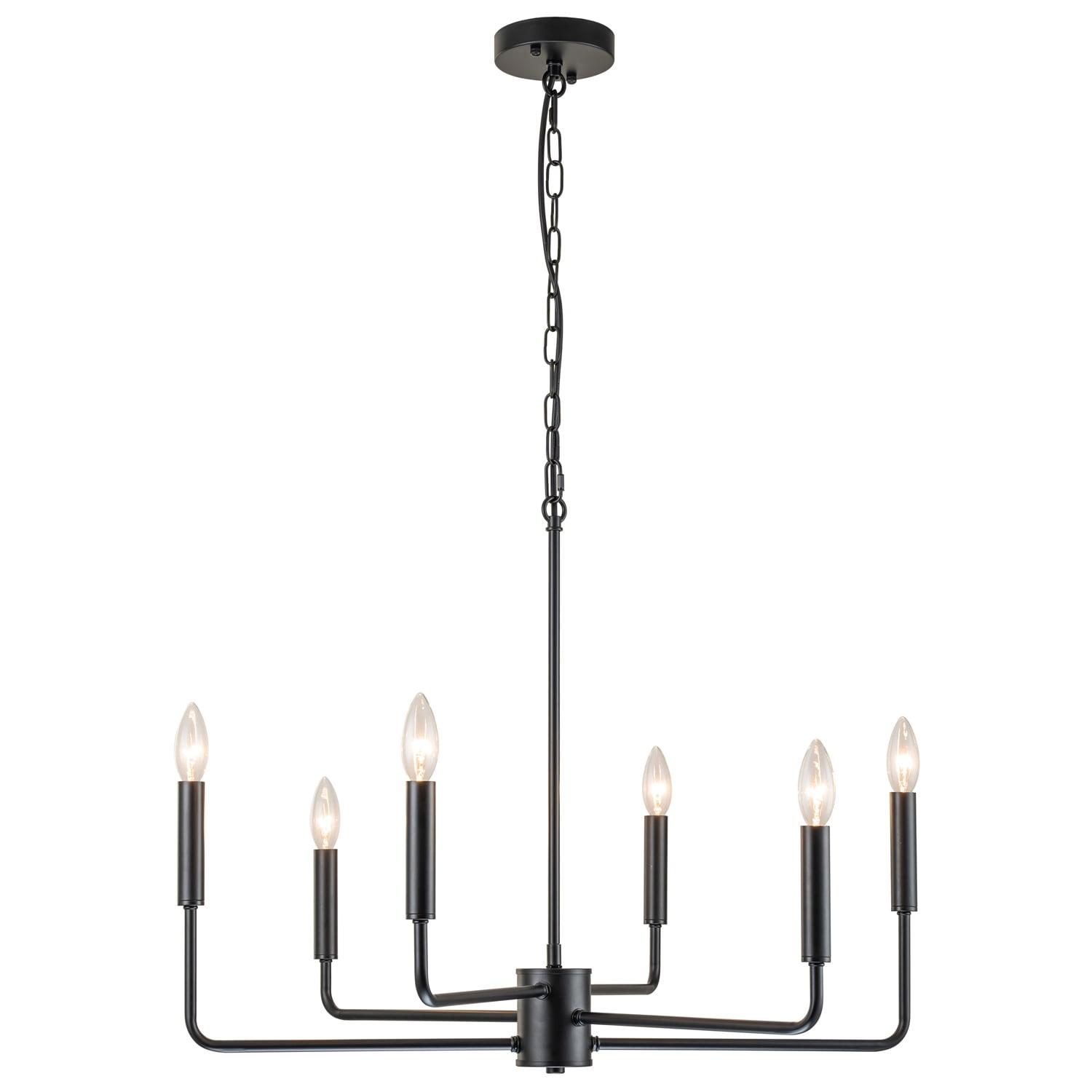 Matte Black 6-Light Metal Candle Chandelier